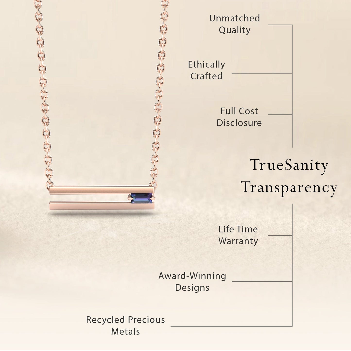 Lab Grown Alexandrite Bar Necklace - Cecilia