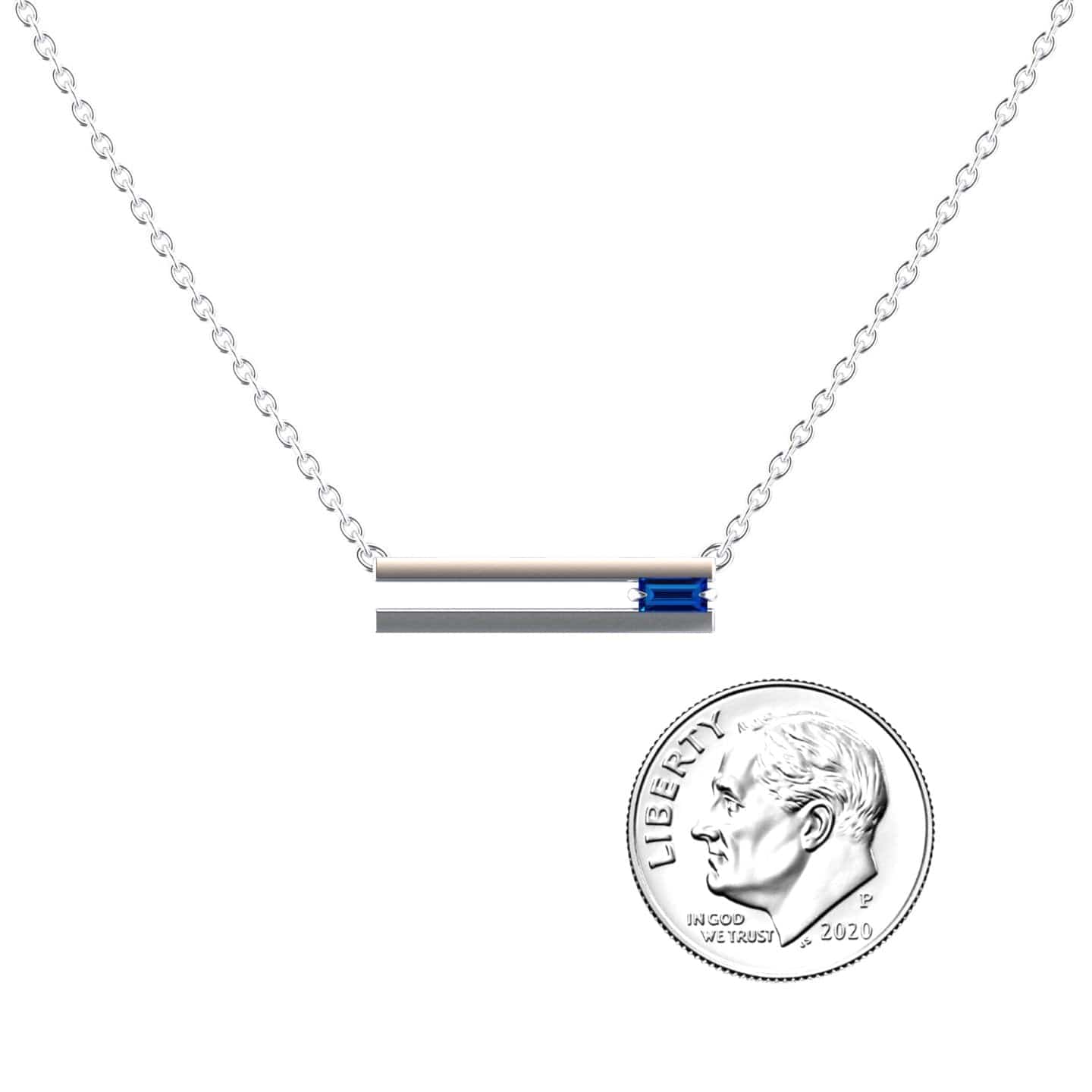 Blue Sapphire Bar Necklace - Cecilia