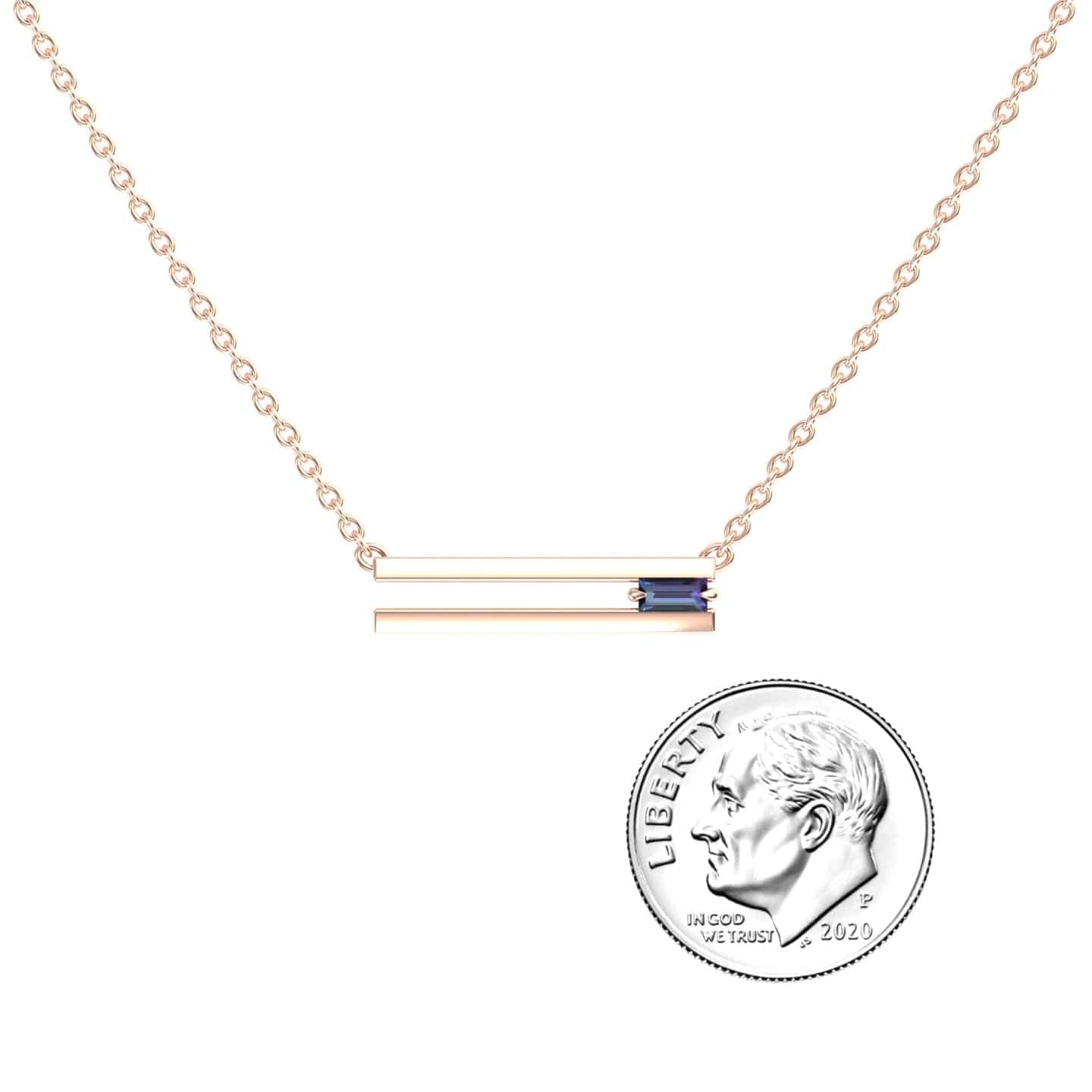 Lab Grown Alexandrite Bar Necklace - Cecilia