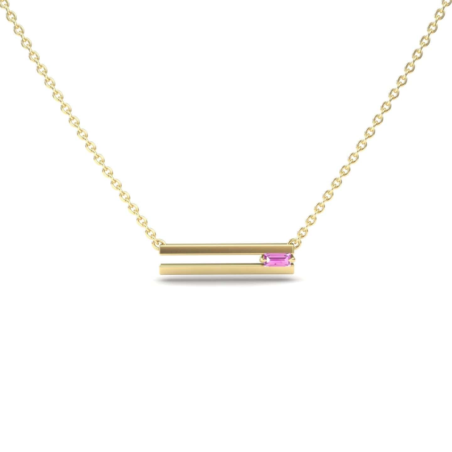 Pink Sapphire Bar Necklace - Cecilia