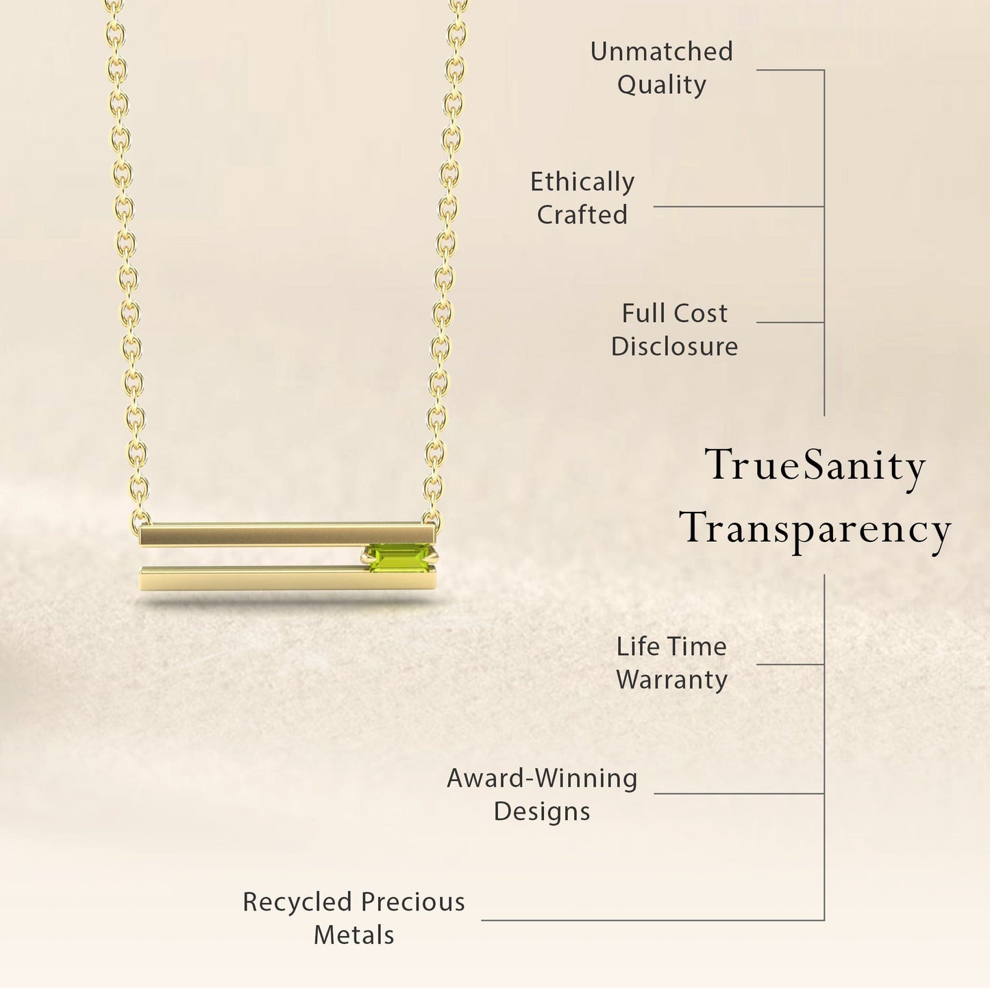 Peridot Bar Necklace - Cecilia