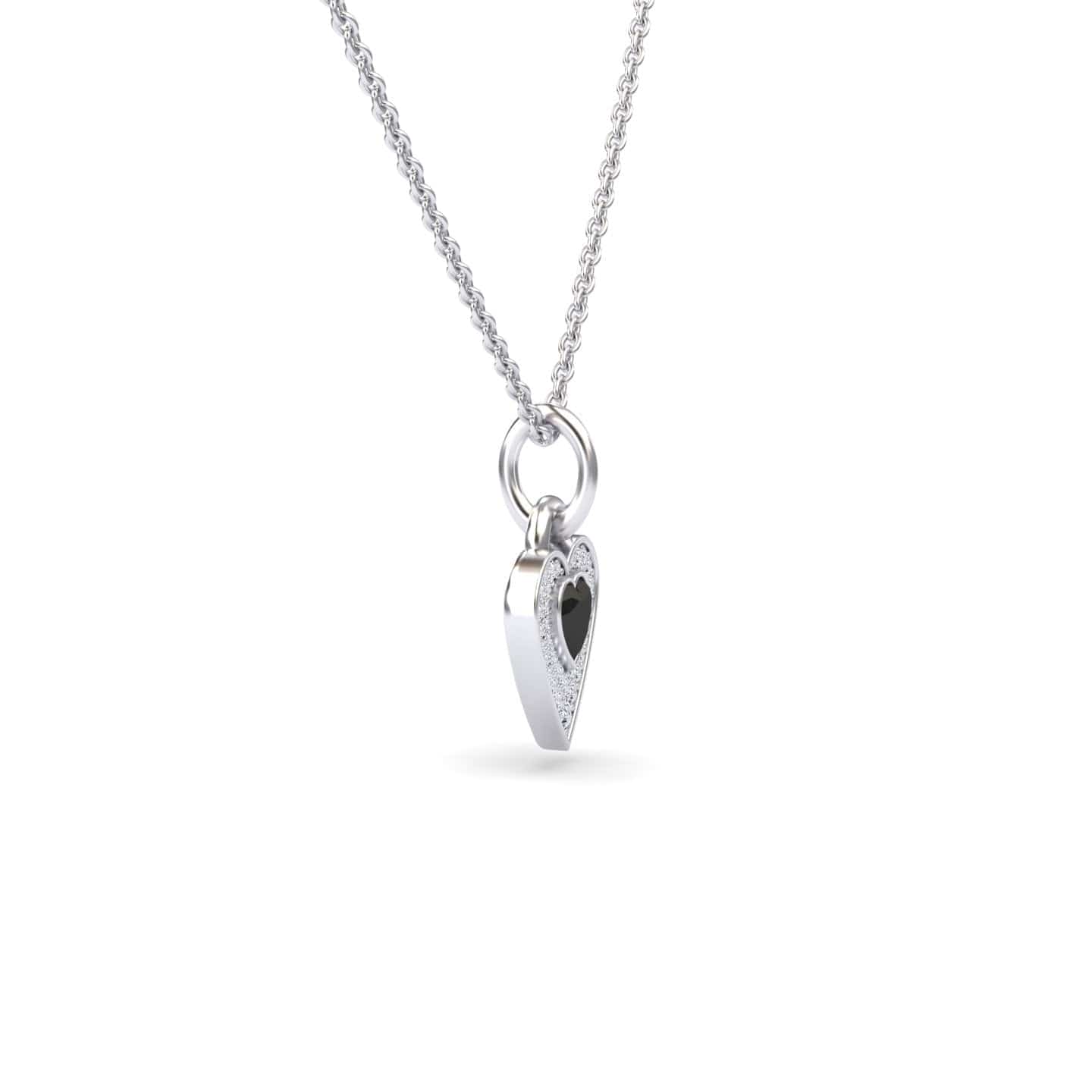 Black & White Diamond Fancy Heart Necklace - MYSP41