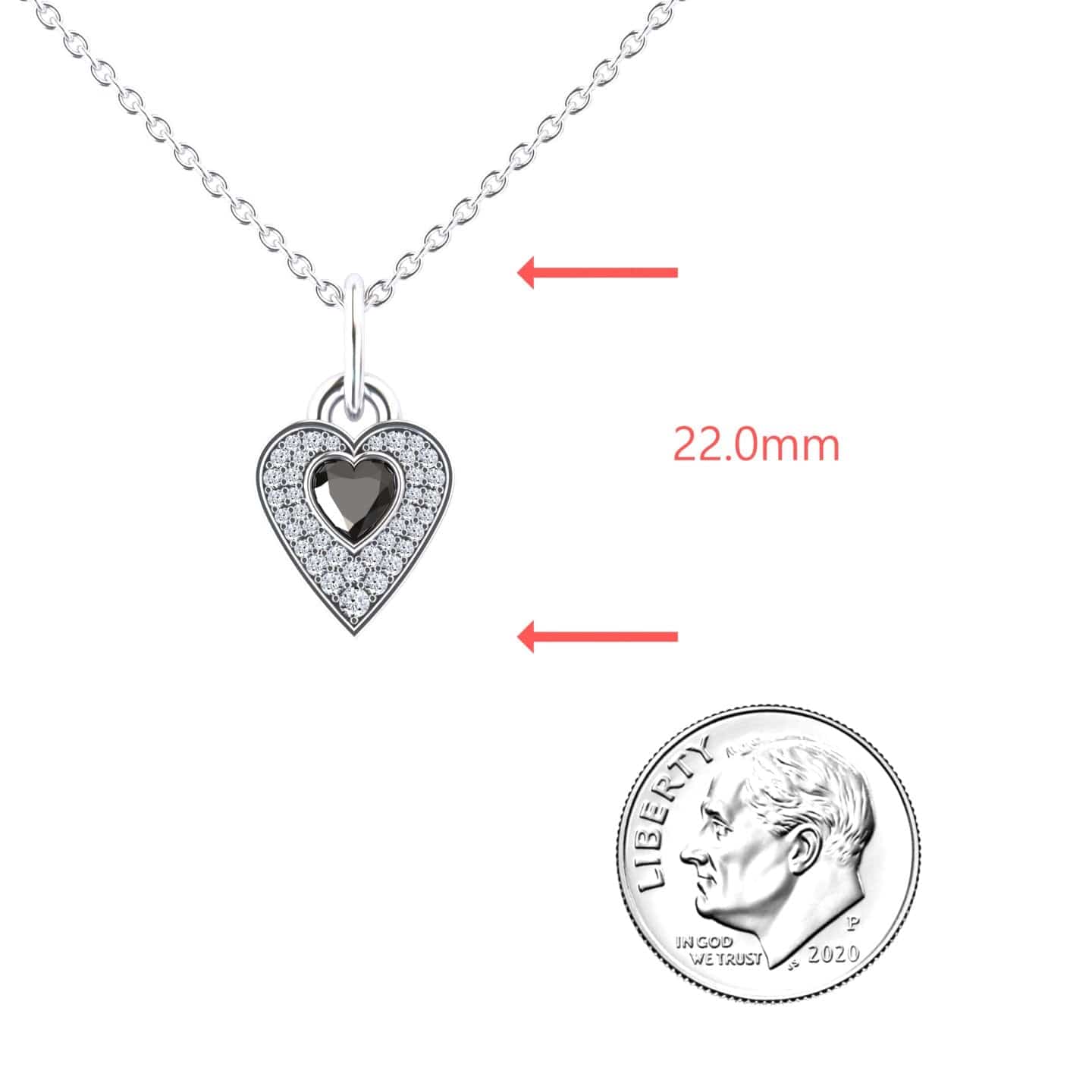 Black & White Diamond Fancy Heart Necklace - MYSP41
