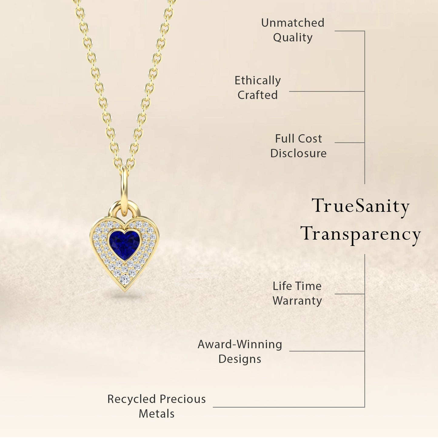 Lab Grown Blue Sapphire & White Diamond Fancy Necklace - MYSP41