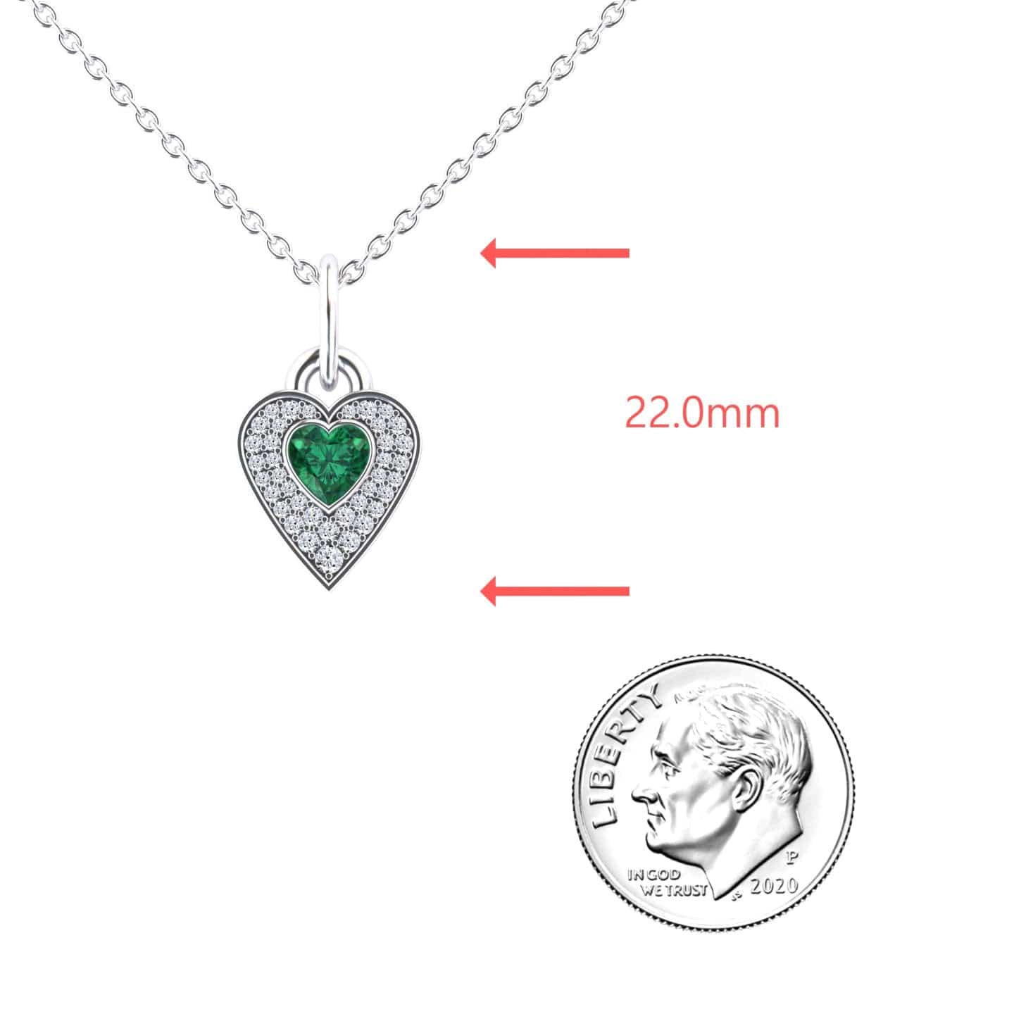 Lab Grown Emerald & Diamond Fancy Heart Necklace - MYSP41
