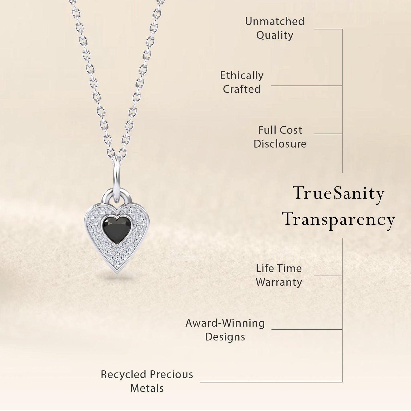 Black & White Diamond Fancy Heart Necklace - MYSP41