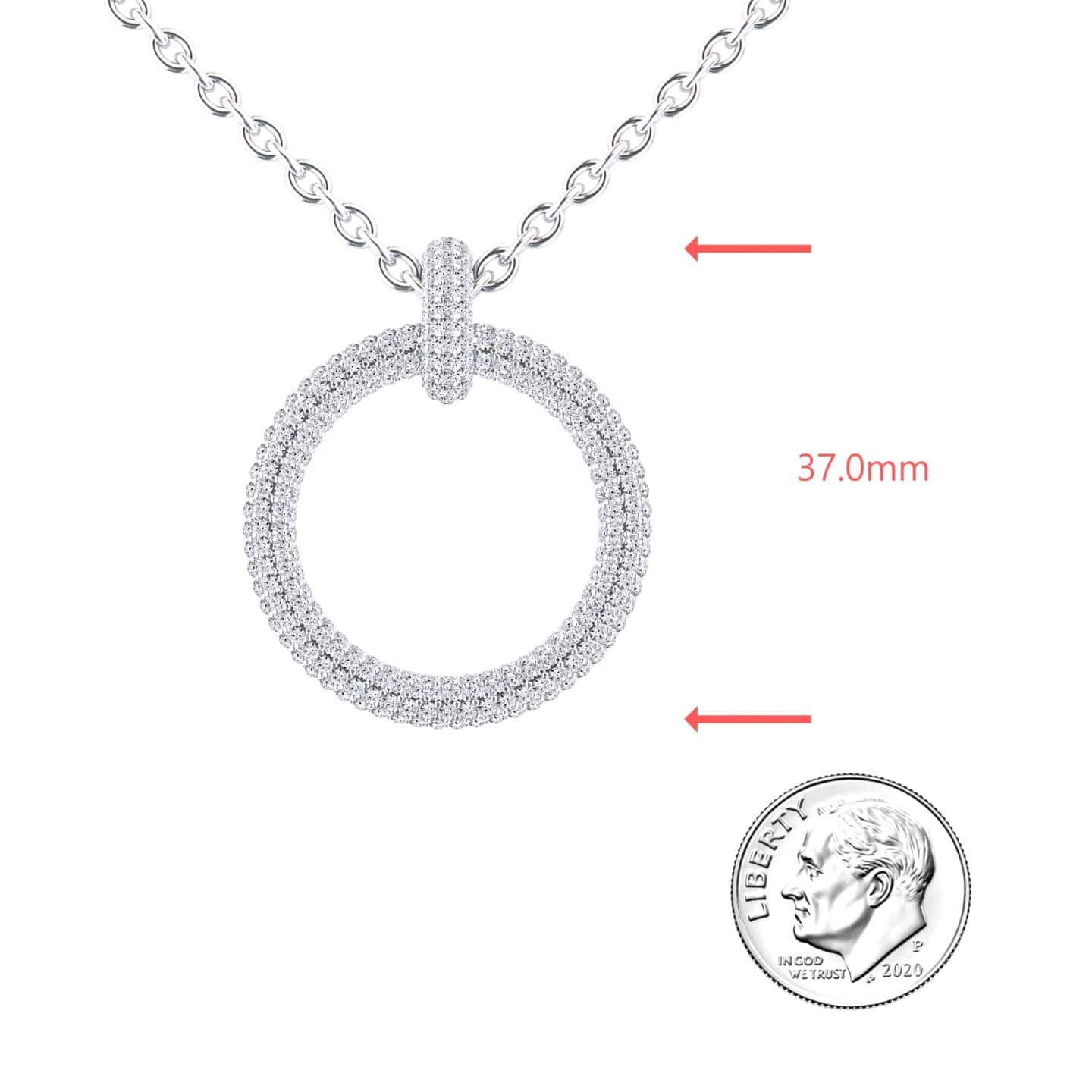 White Diamond Circle Necklace - Aileen