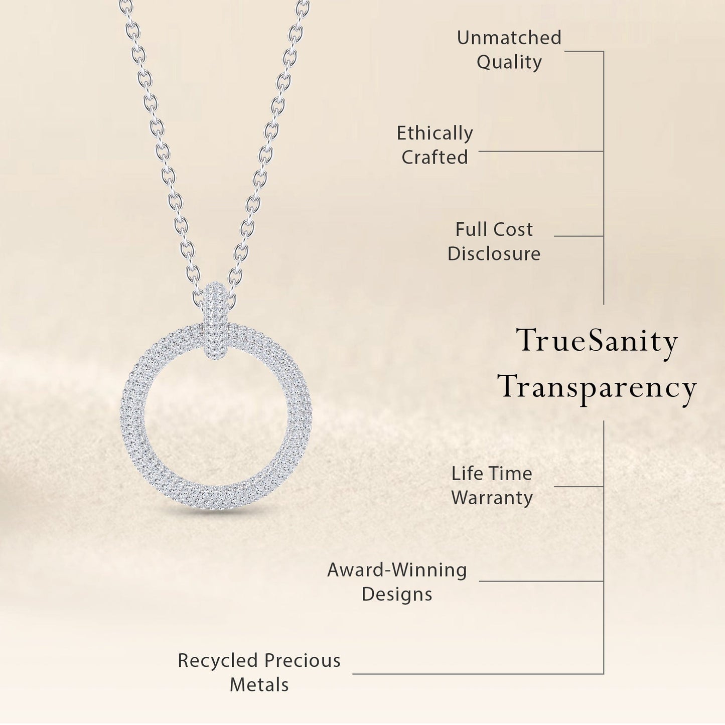 White Diamond Circle Necklace - Aileen