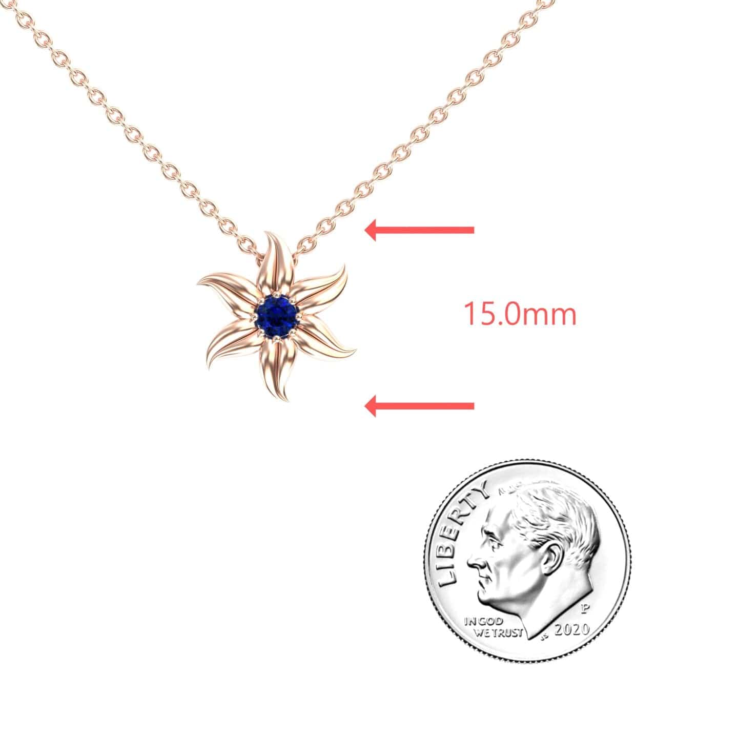 Blue Sapphire Floral Swirl Necklace - Dara