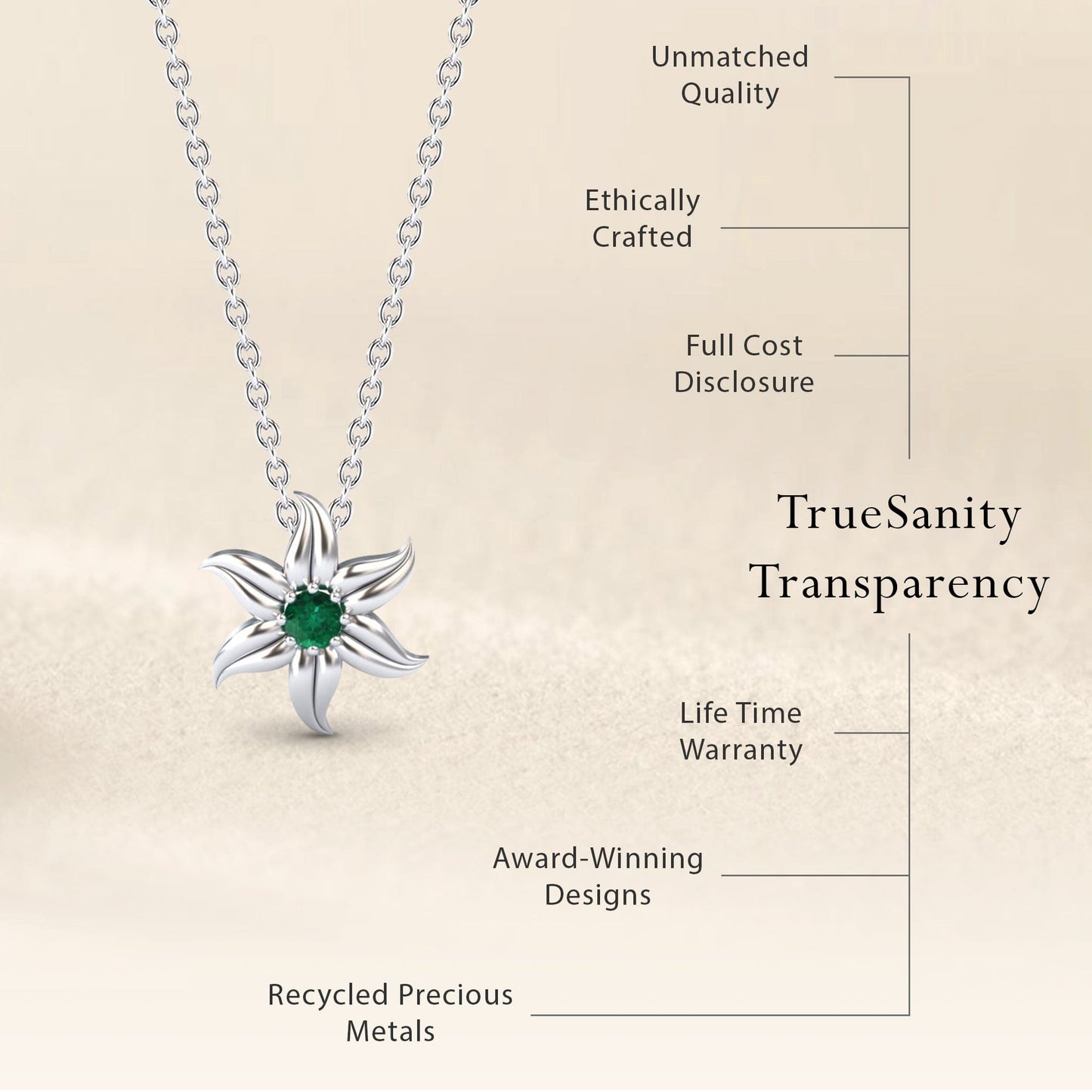 Emerald Floral Swirl Necklace - Dara