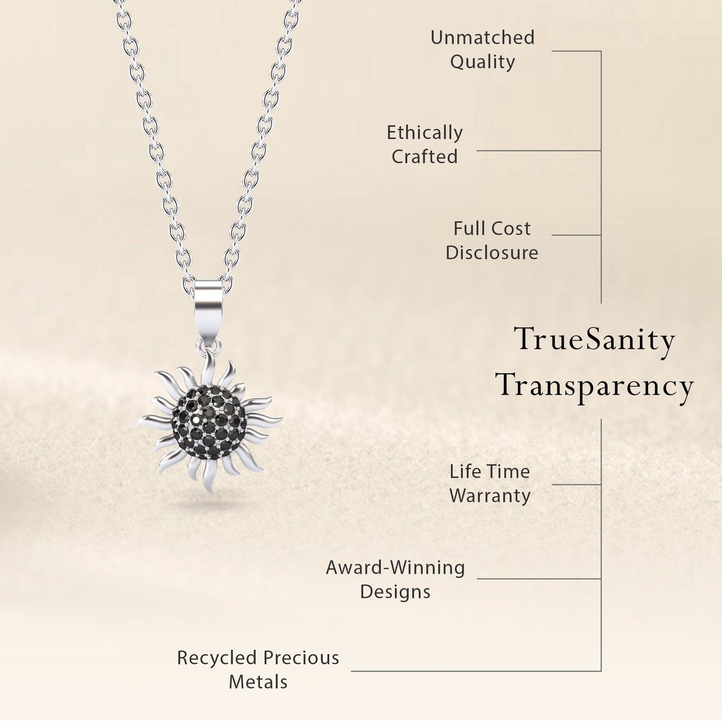 Black Diamond Sunflower Necklace - Haley