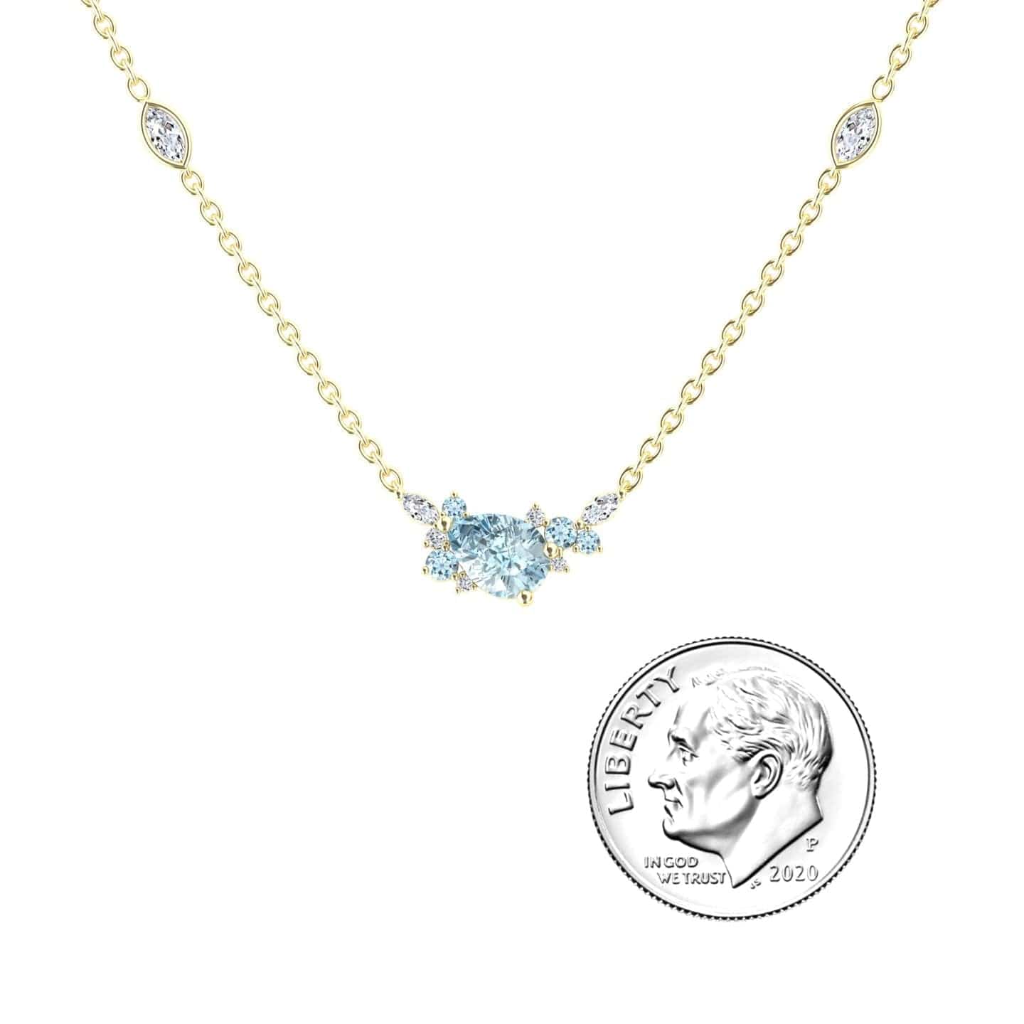 Aquamarine & Diamond Bouquet Necklace - Daria