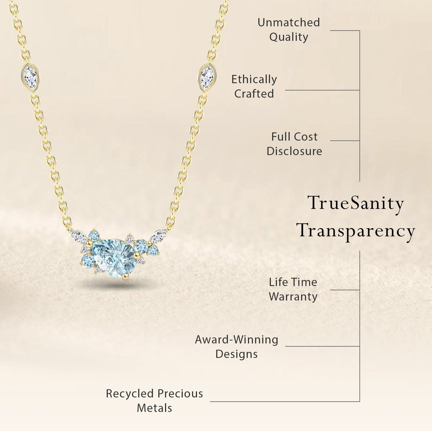 Aquamarine & Diamond Bouquet Necklace - Daria
