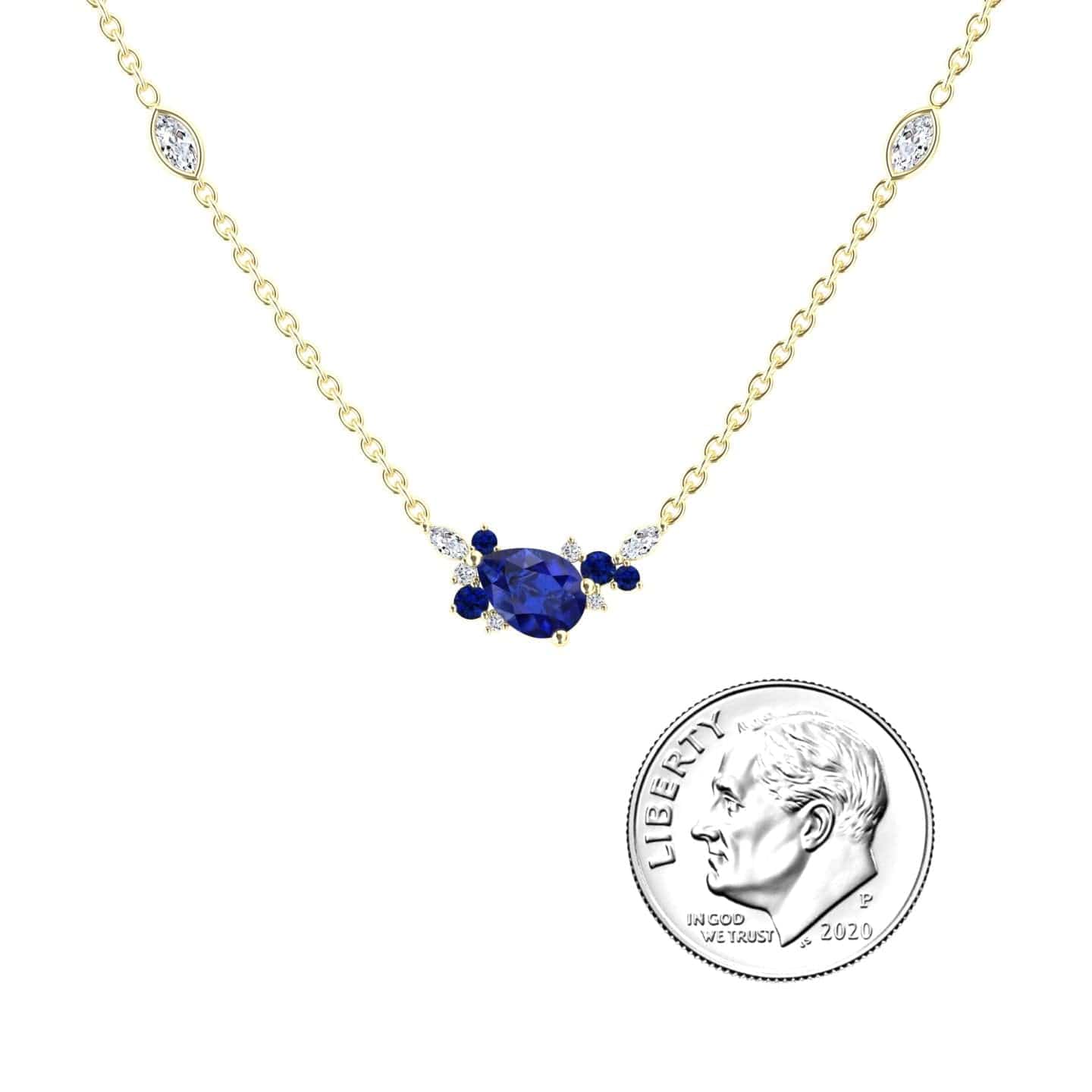 Blue Sapphire & Diamond Bouquet Necklace - Daria
