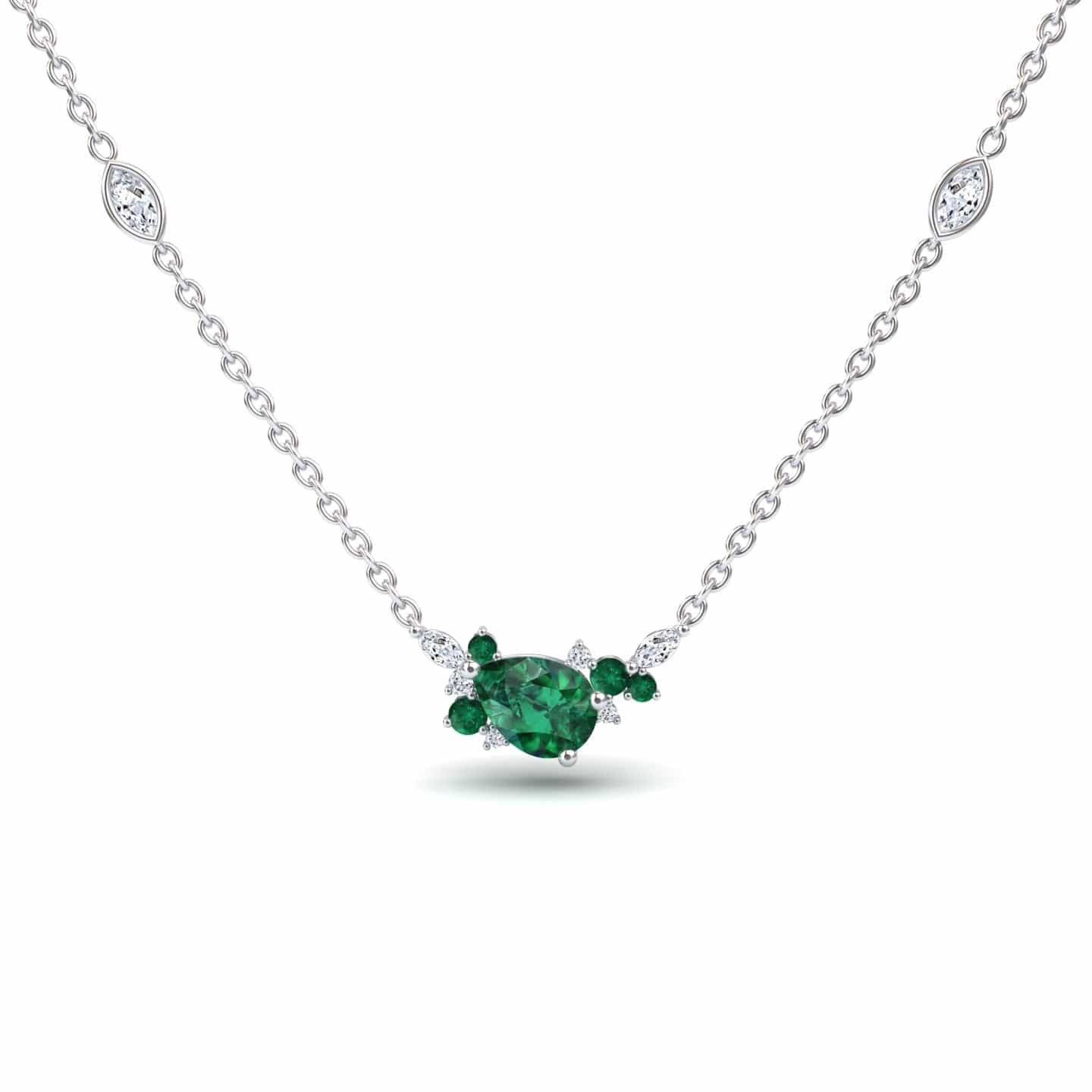 Emerald & Diamond Bouquet Necklace - Daria