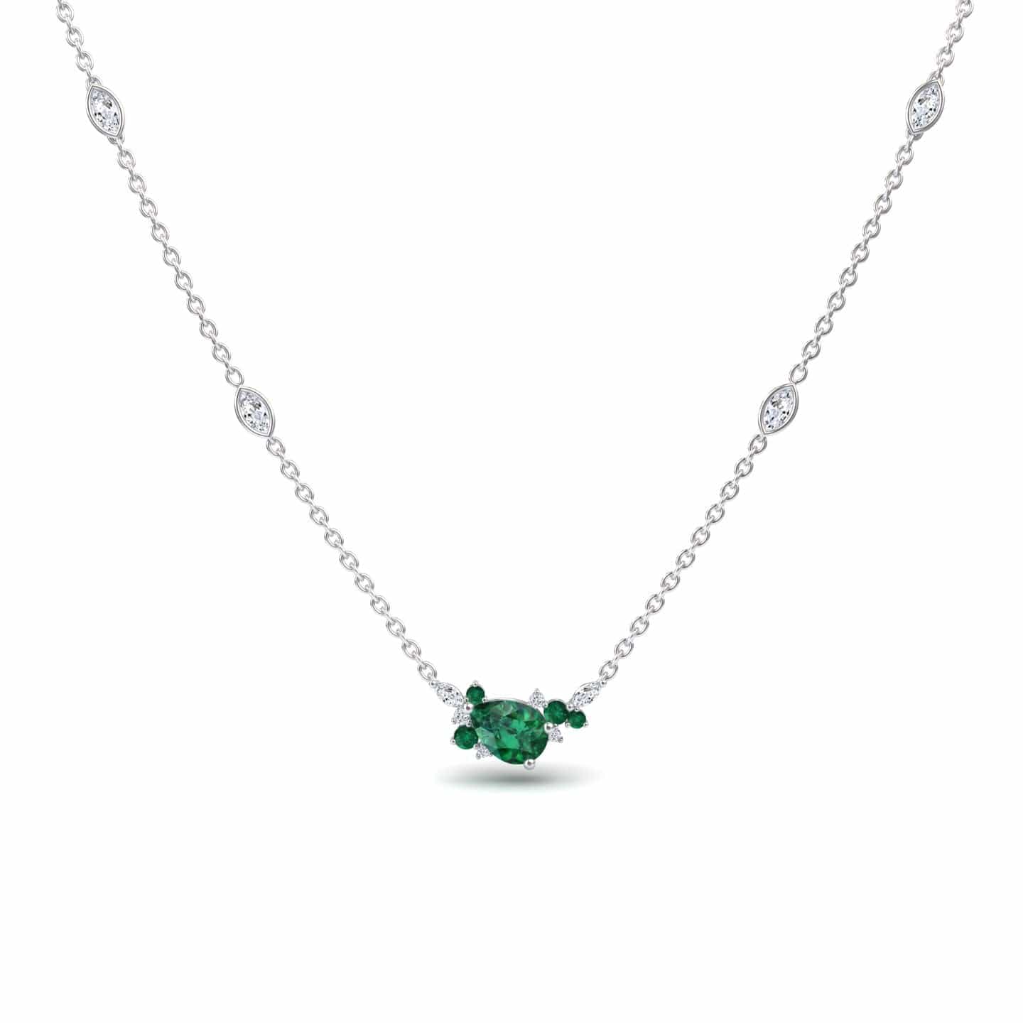 Emerald & Diamond Bouquet Necklace - Daria