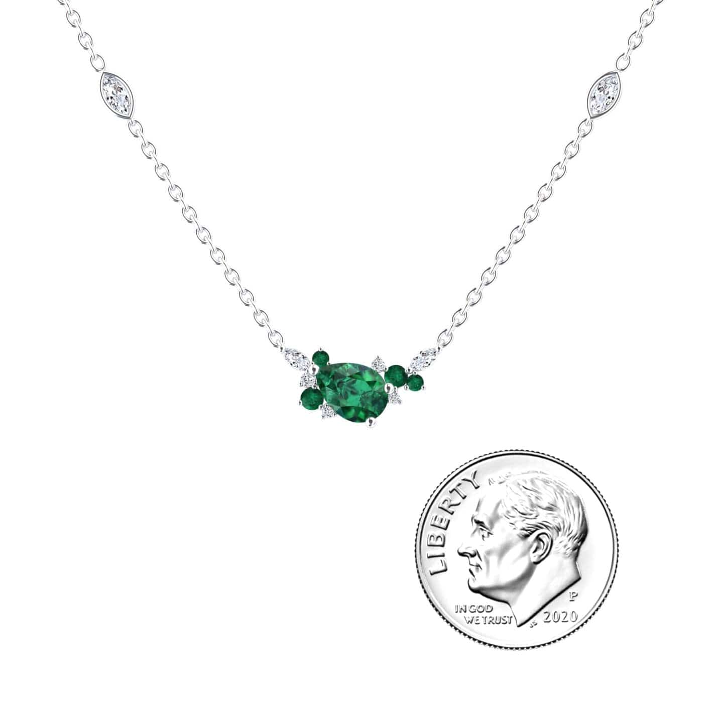 Emerald & Diamond Bouquet Necklace - Daria
