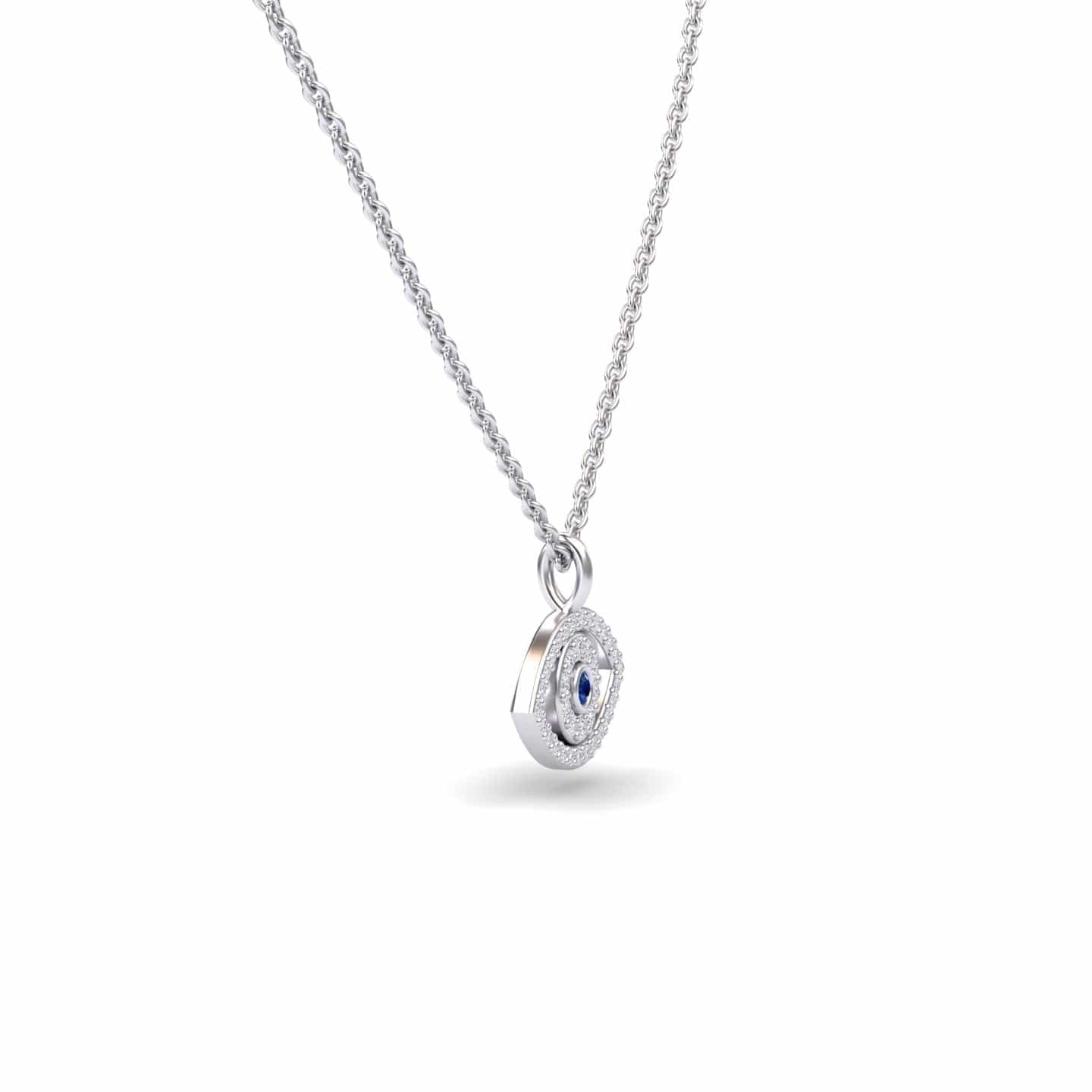 Blue Sapphire & Diamond Eye Necklace - Elise