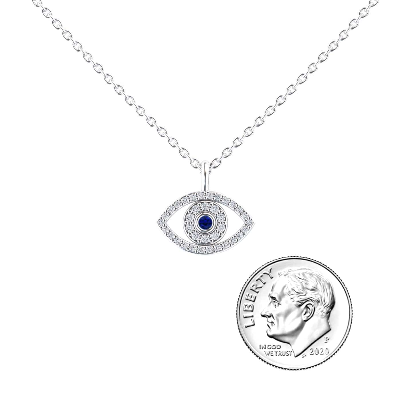 Blue Sapphire & Diamond Eye Necklace - Elise
