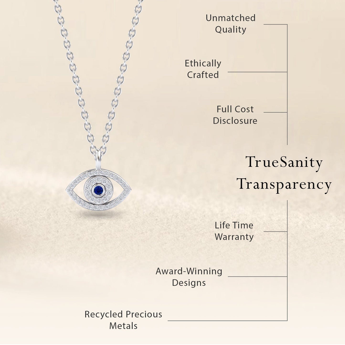 Blue Sapphire & Diamond Eye Necklace - Elise