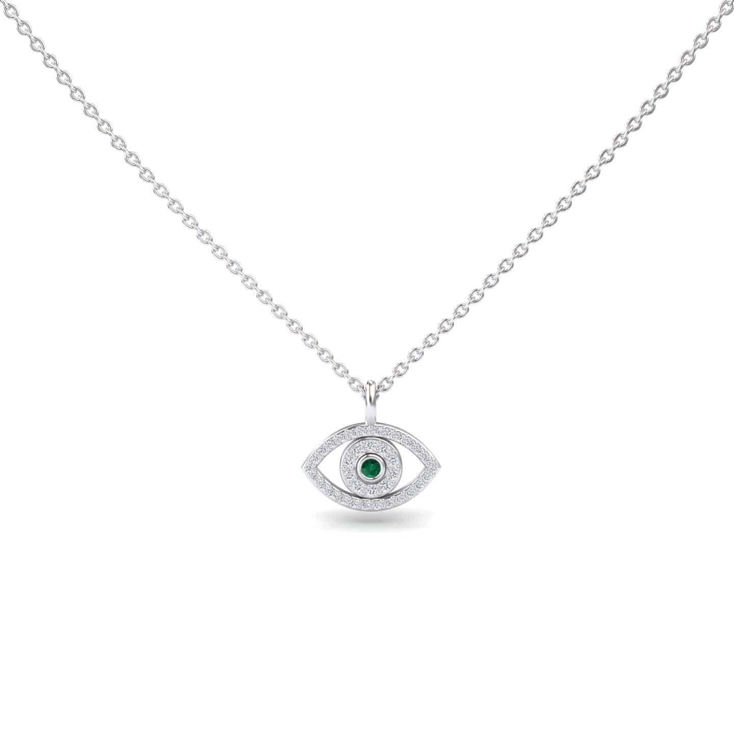 Emerald & Diamond Eye Necklace - Elise