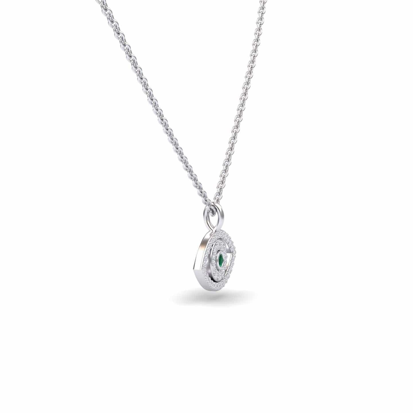 Emerald & Diamond Eye Necklace - Elise