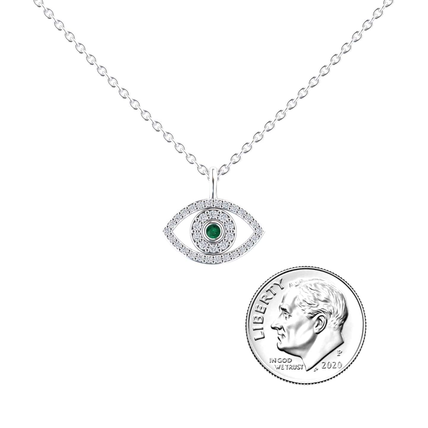 Emerald & Diamond Eye Necklace - Elise
