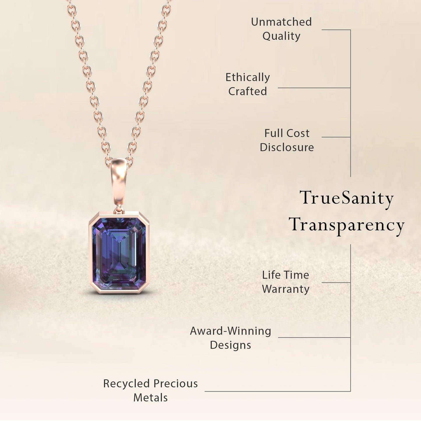 Lab Grown Alexandrite Solitaire Necklace - Jovana