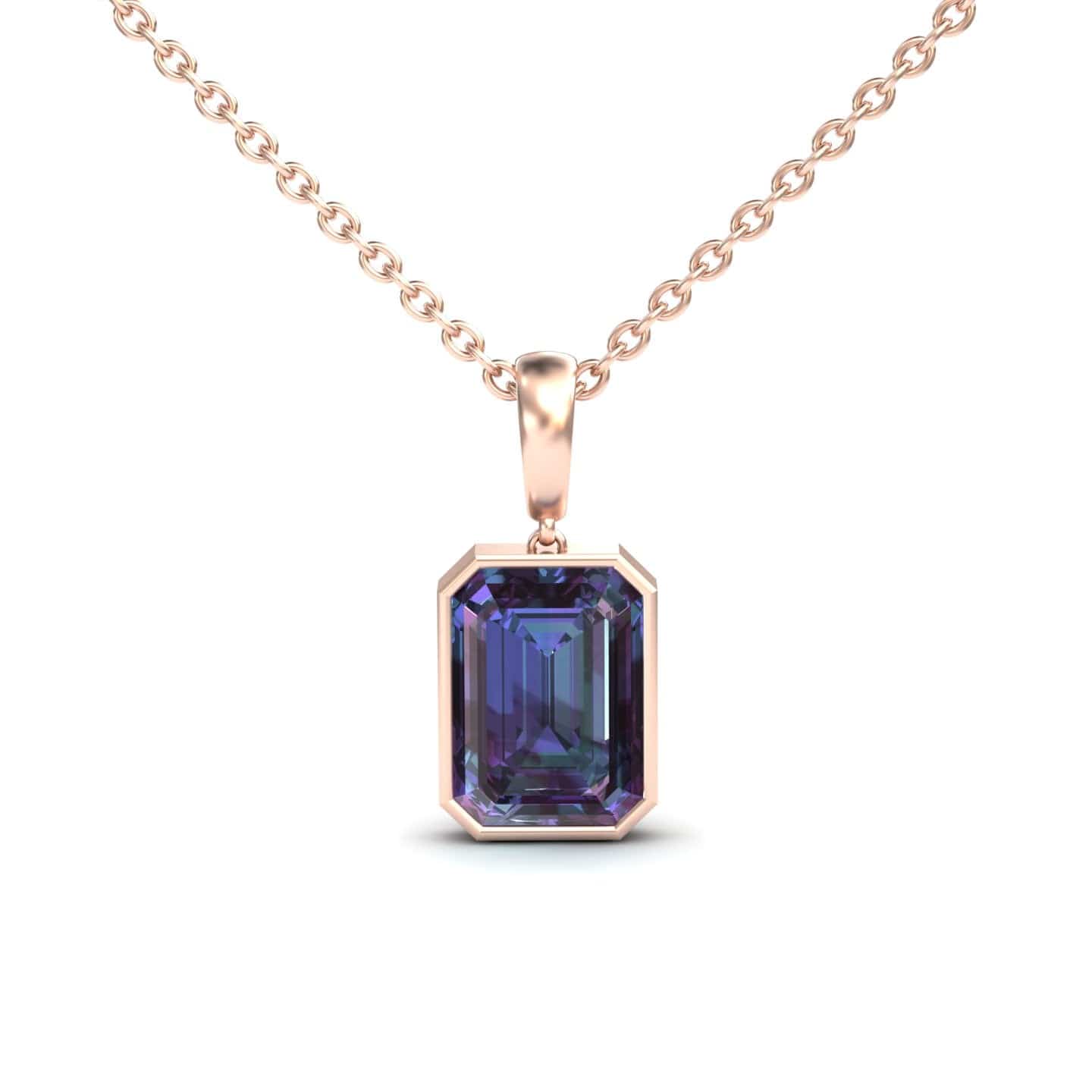 Lab Grown Alexandrite Solitaire Necklace - Jovana