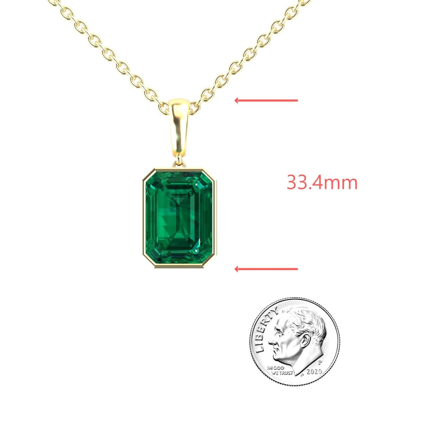 Lab Grown Emerald Solitaire Necklace - Jovana