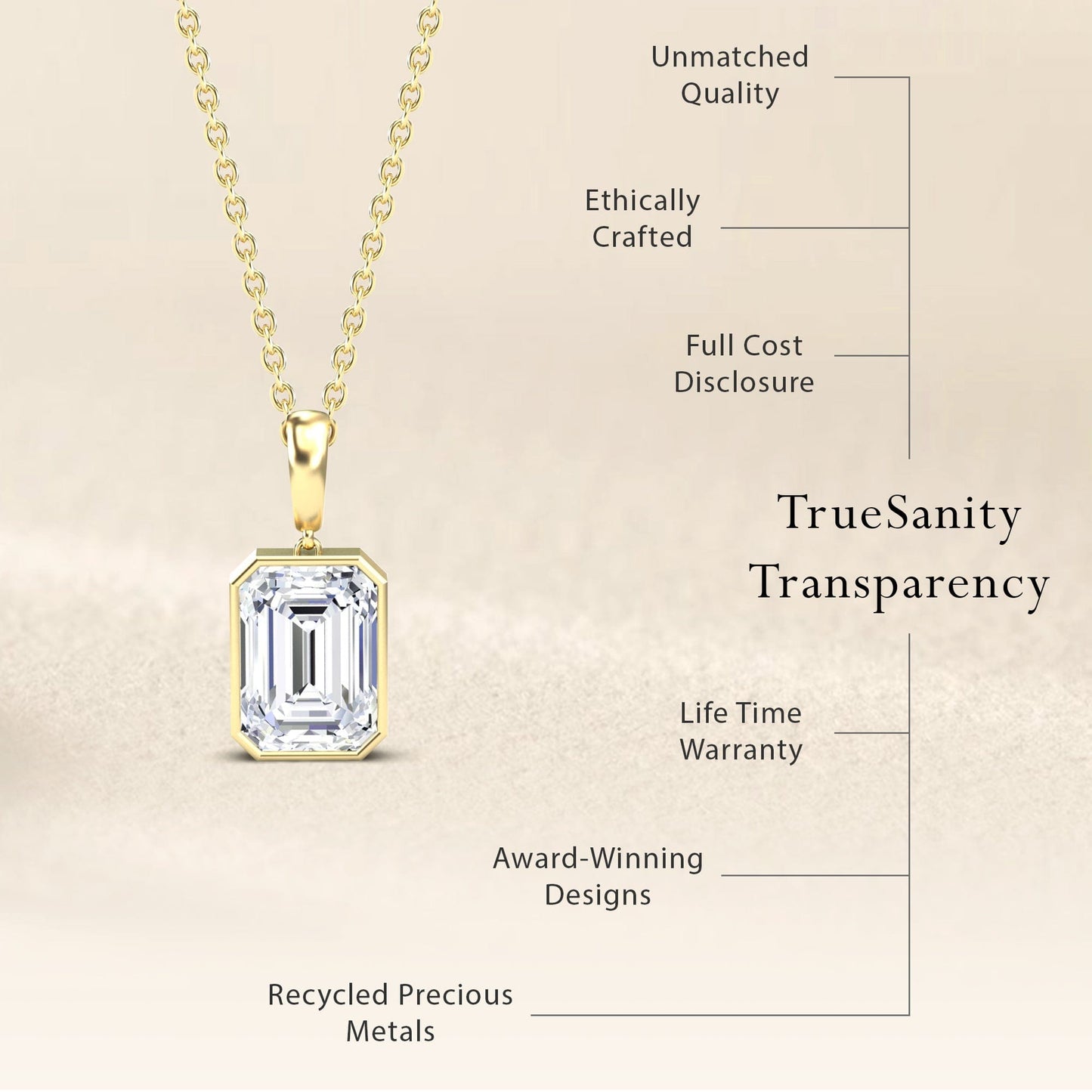 White Moissanite Solitaire Necklace - Jovana