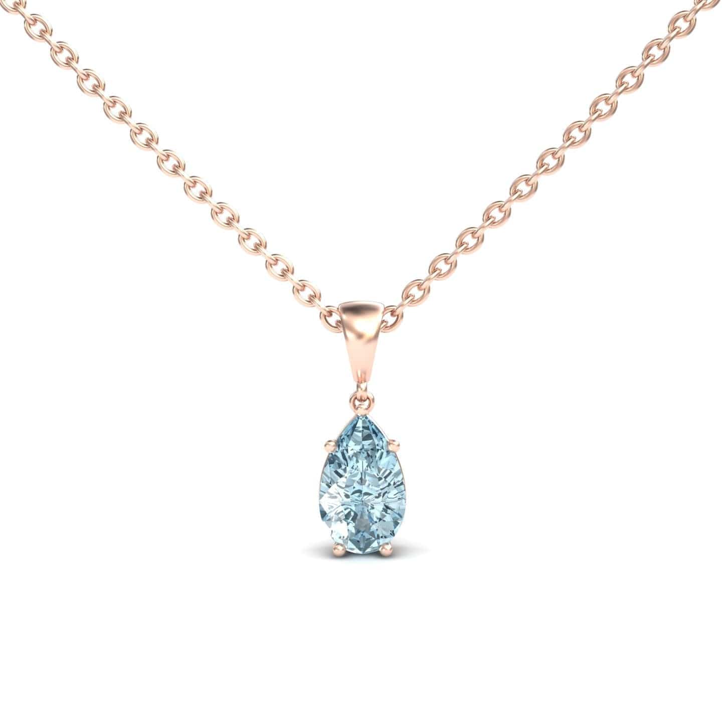 Aquamarine Four Prong Solitaire Necklace - Kirsten