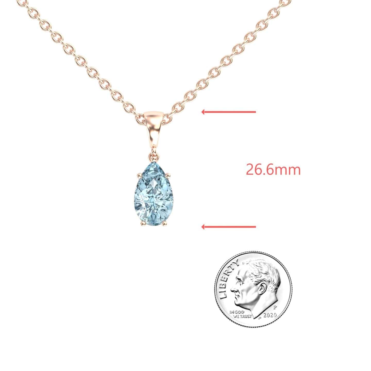 Aquamarine Four Prong Solitaire Necklace - Kirsten