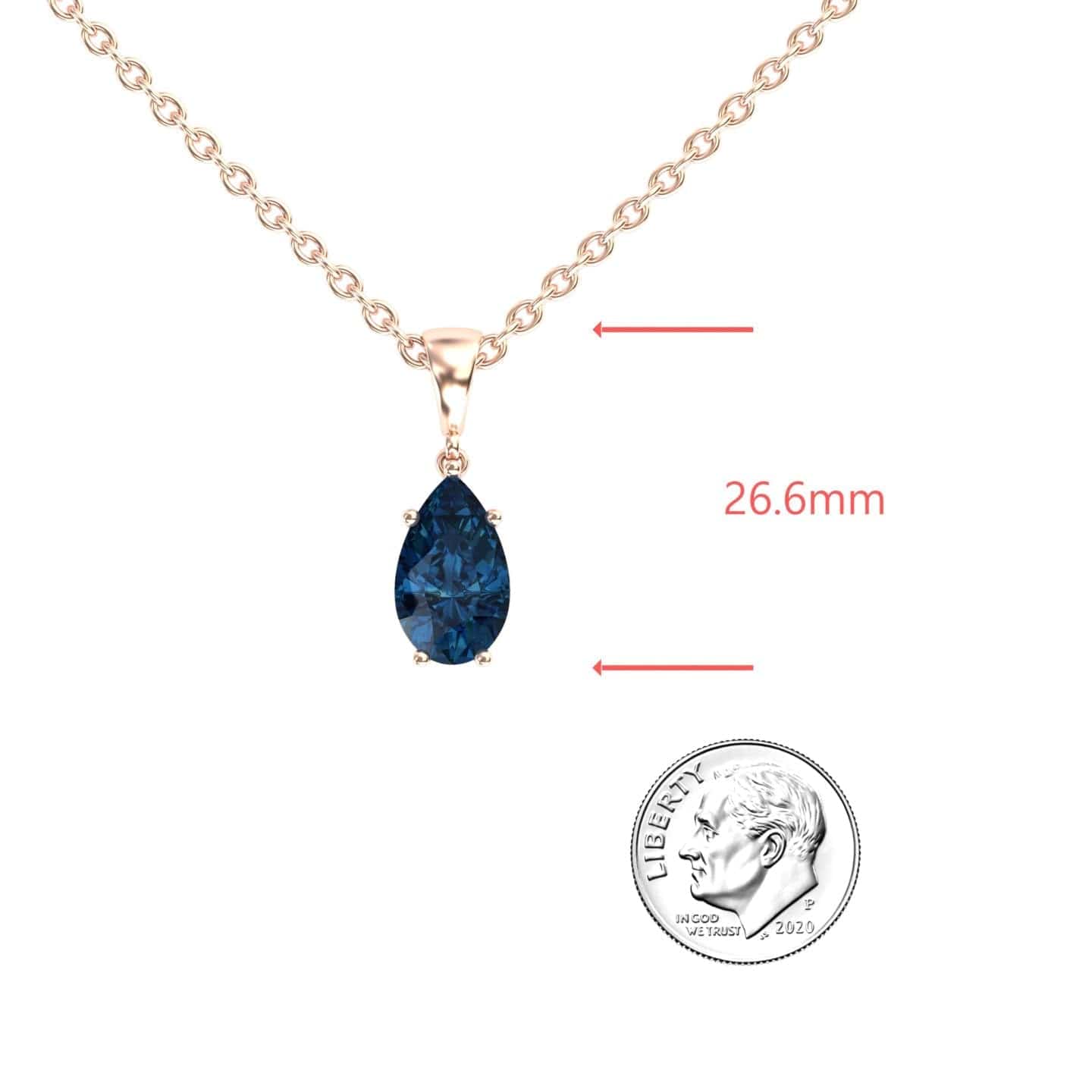 London Blue Topaz Four Prong Solitaire Necklace - Kirsten