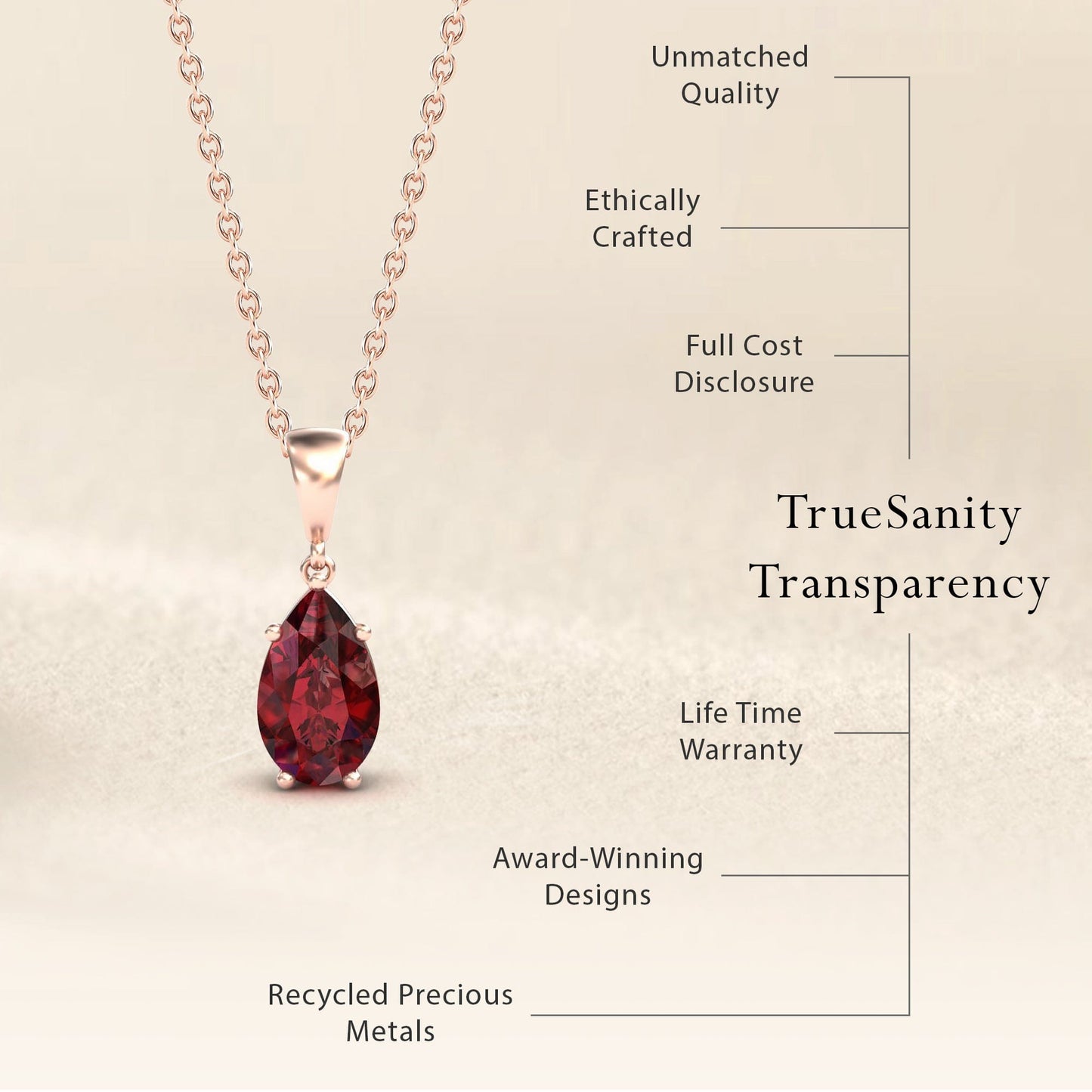Lab Grown Ruby Four Prong Solitaire Necklace - Kirsten