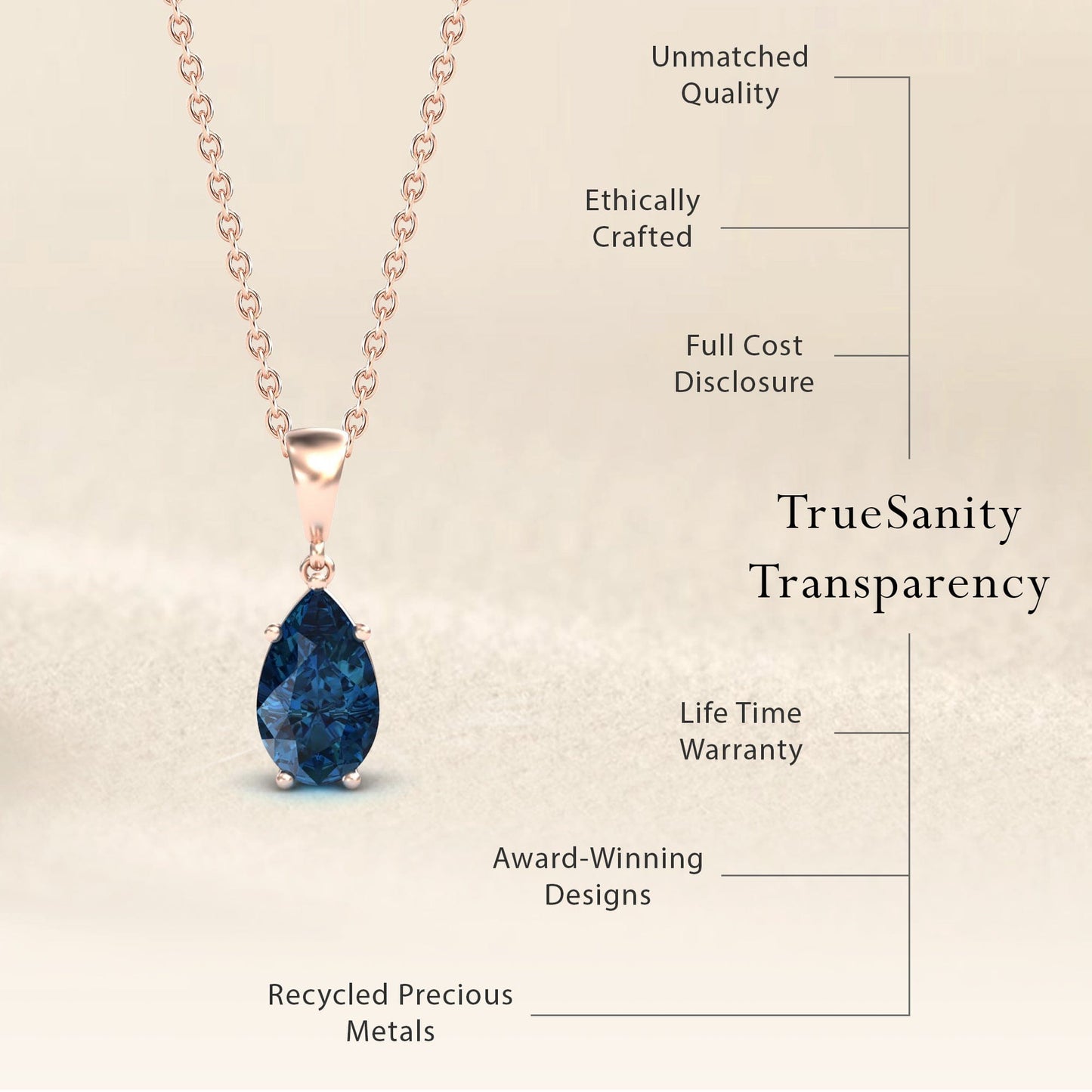 London Blue Topaz Four Prong Solitaire Necklace - Kirsten