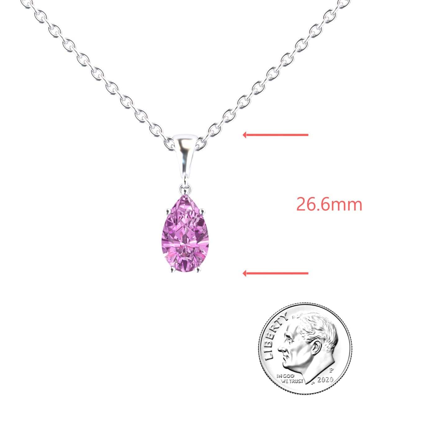 Lab Grown Pink Sapphire Four Prong Solitaire Necklace - Kirsten