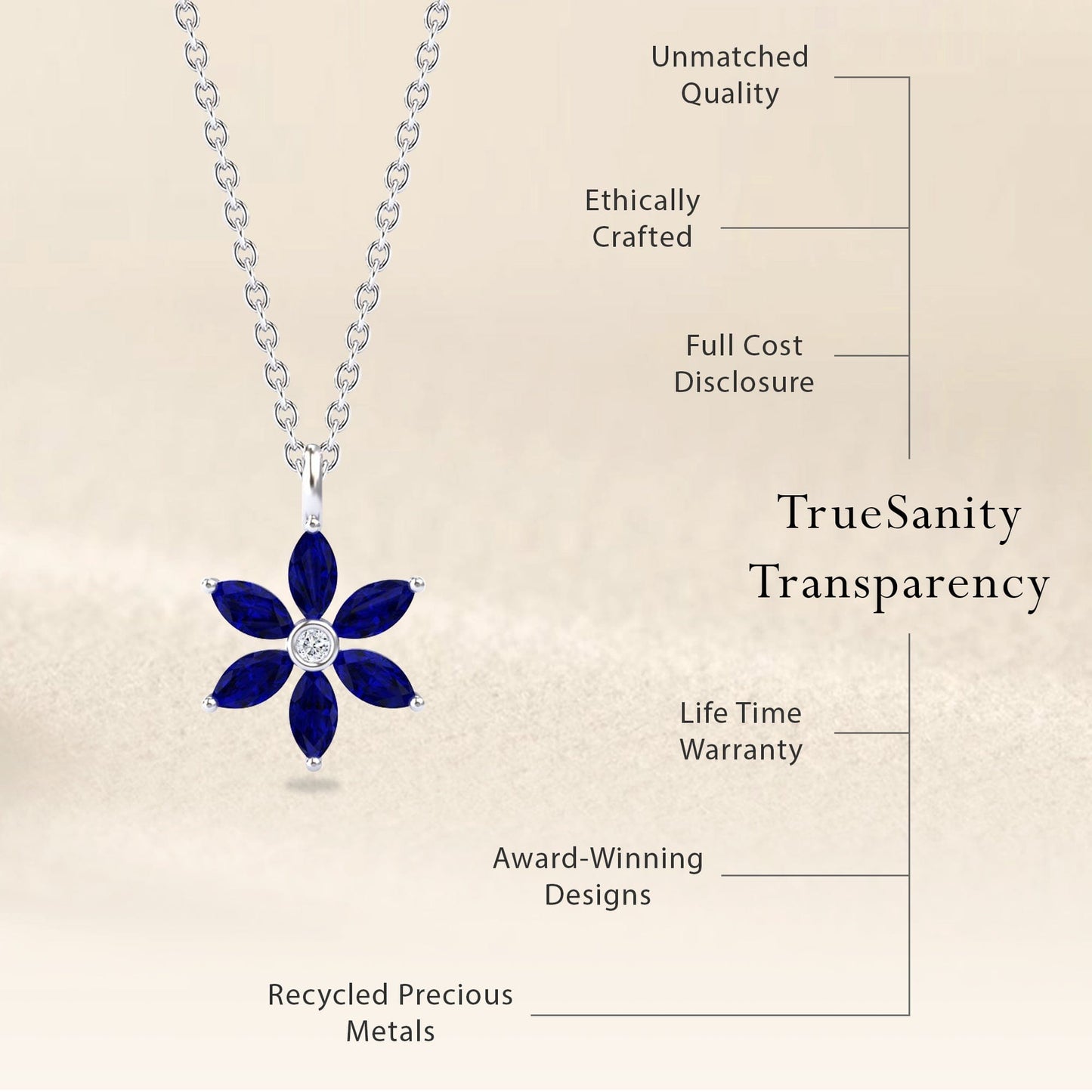 Lab Grown Blue Sapphire & Diamond Floral Necklace - Erin