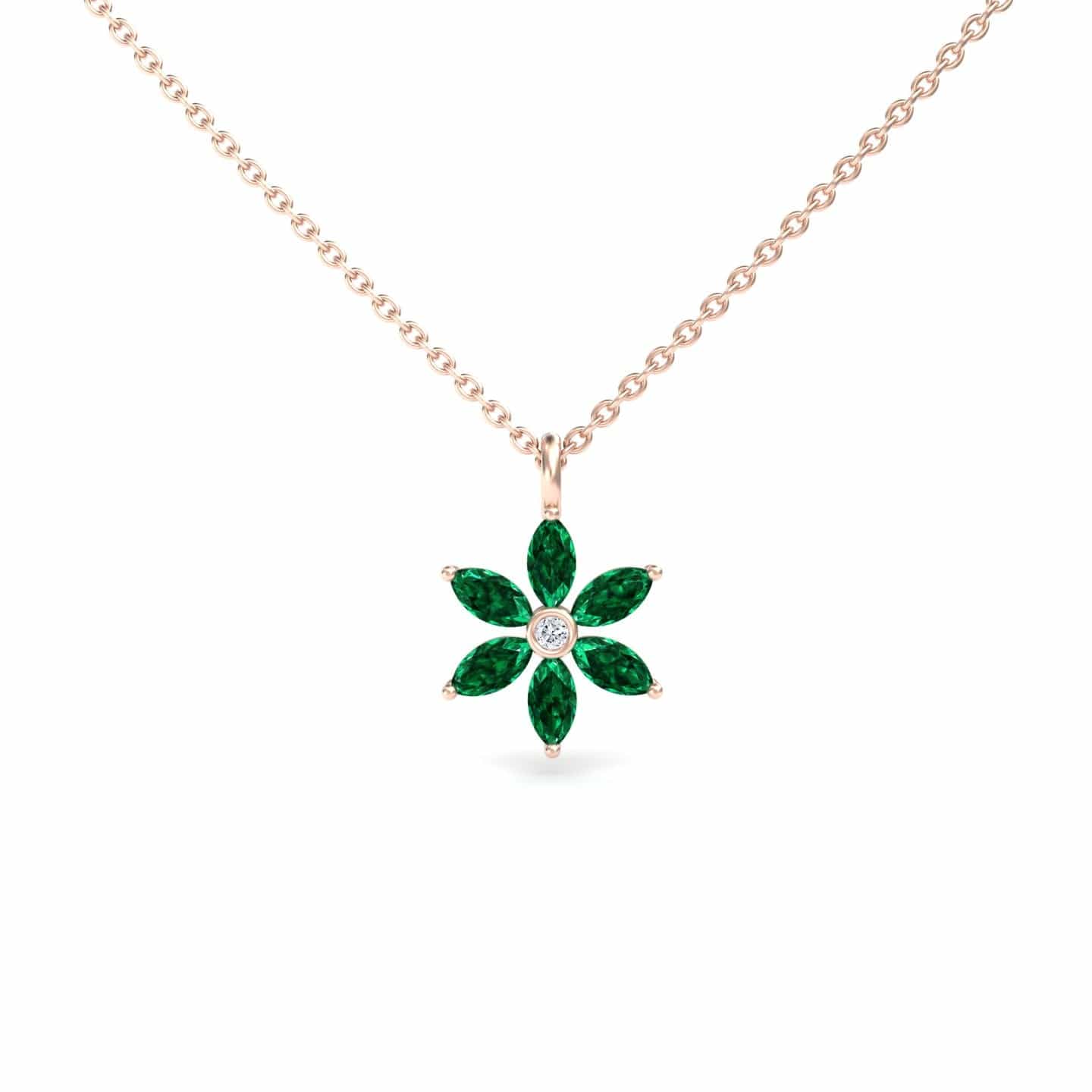 Lab Grown Emerald & Diamond Floral Necklace - Erin