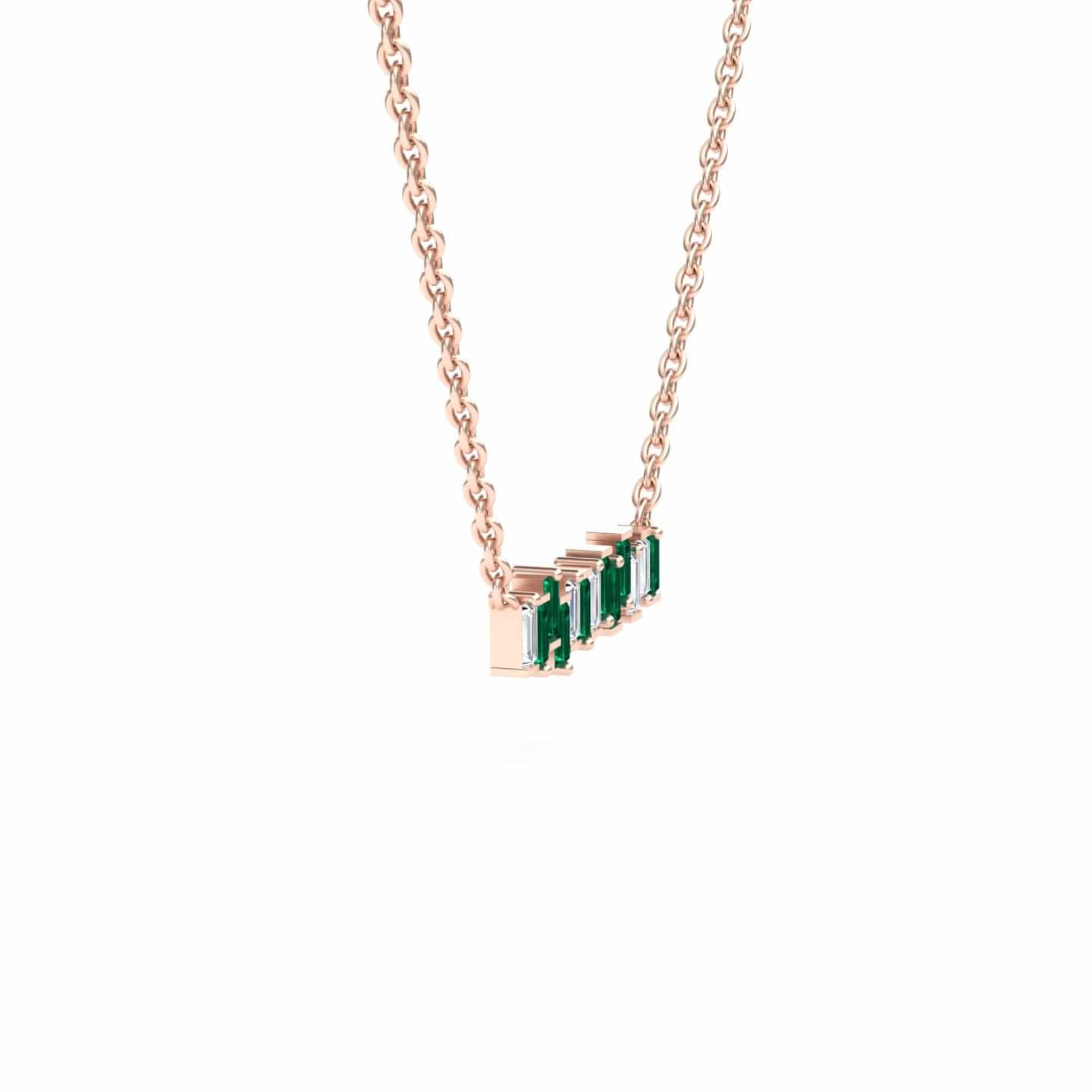 Lab Grown Emerald & Diamond Geometric Bar Necklace - Fernanda