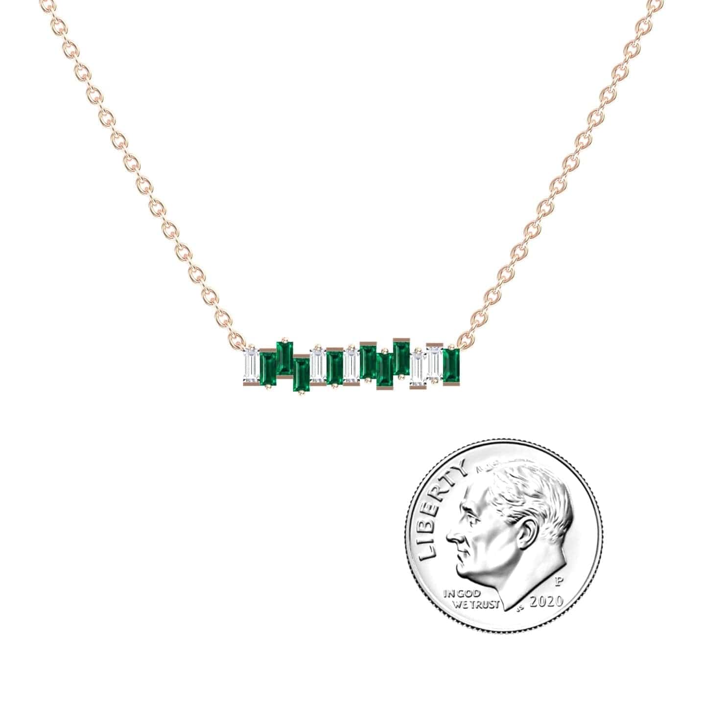 Lab Grown Emerald & Diamond Geometric Bar Necklace - Fernanda