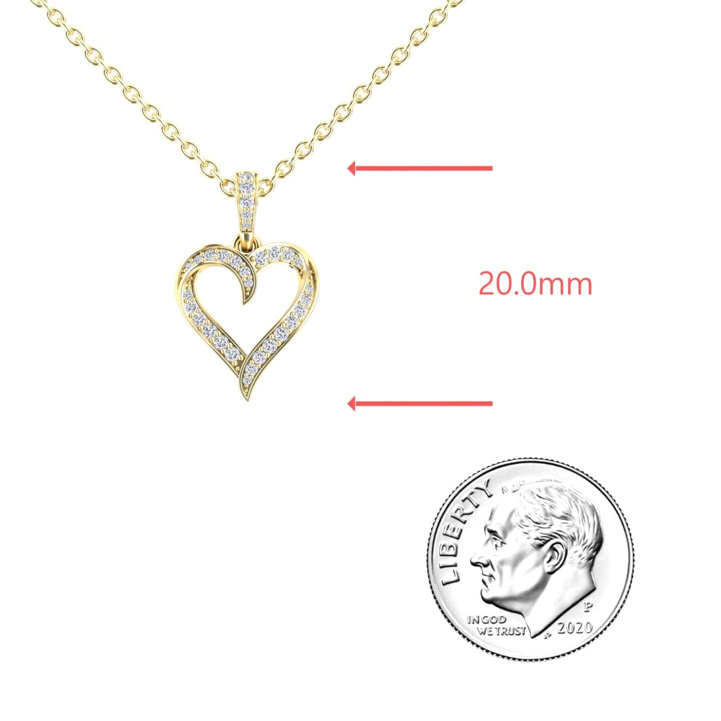 White Diamond Open Heart Necklace - Rivka