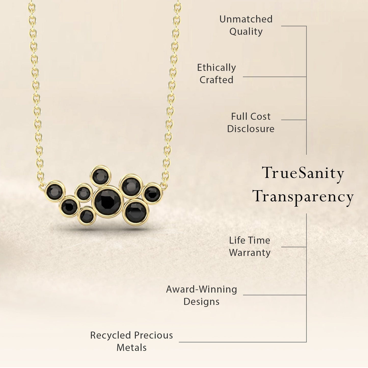 Black Diamond Bubble Necklace - Harini