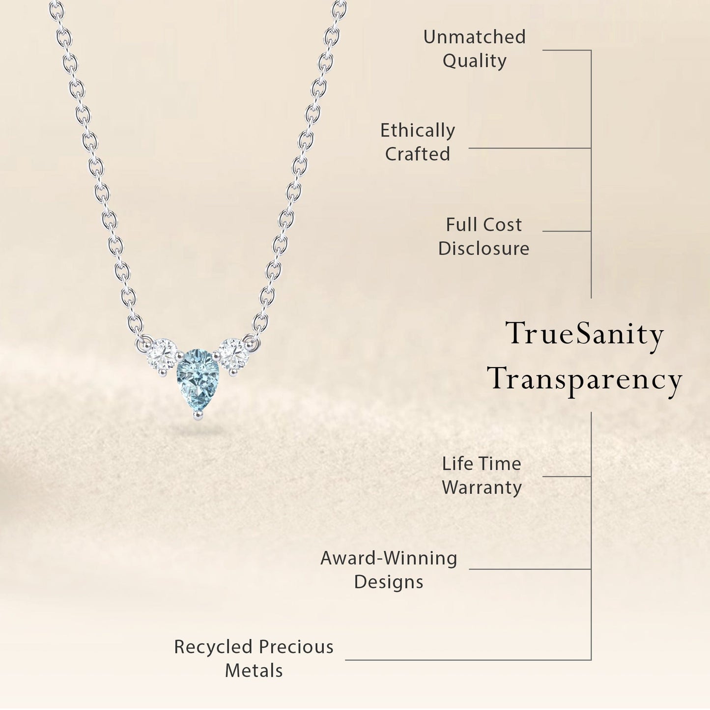 Aquamarine & Diamond Three-Stone Necklace - Jina