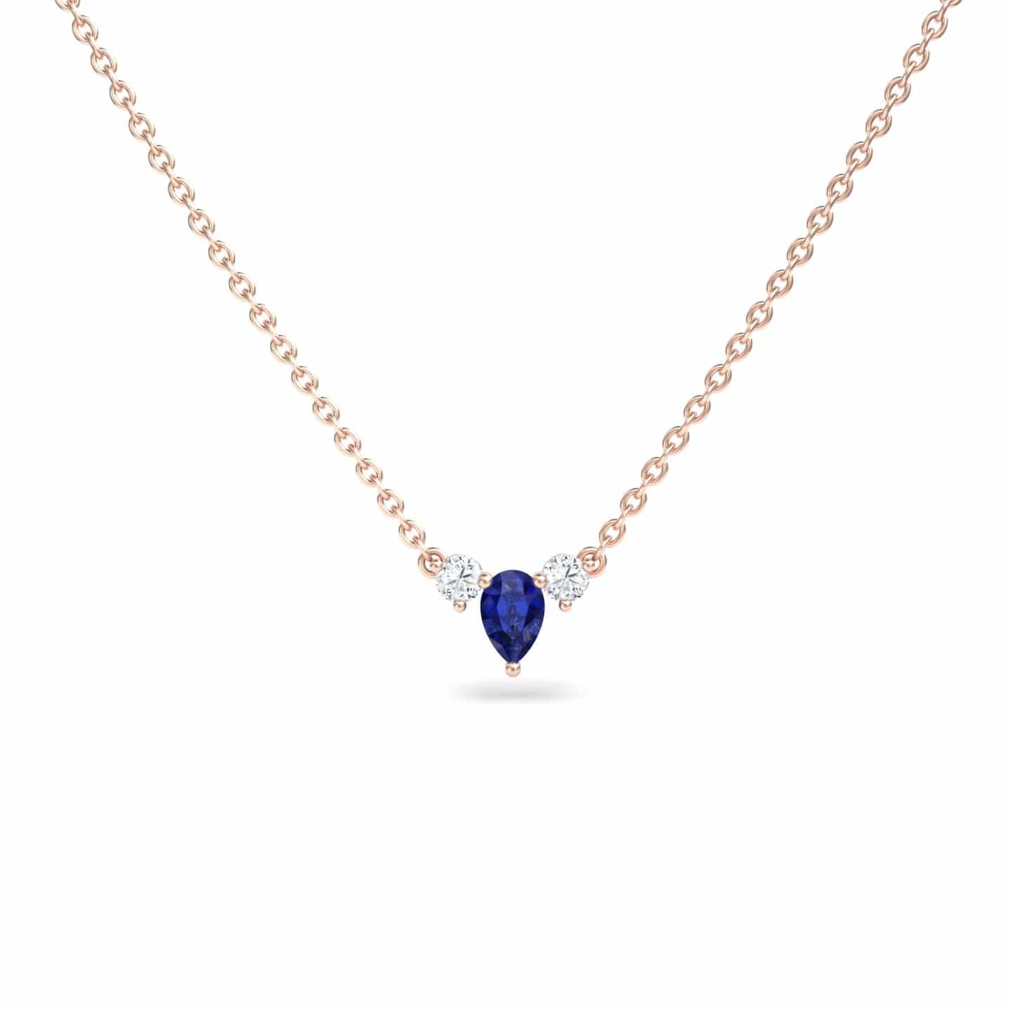 Blue Sapphire & Diamond Three-Stone Necklace - Jina