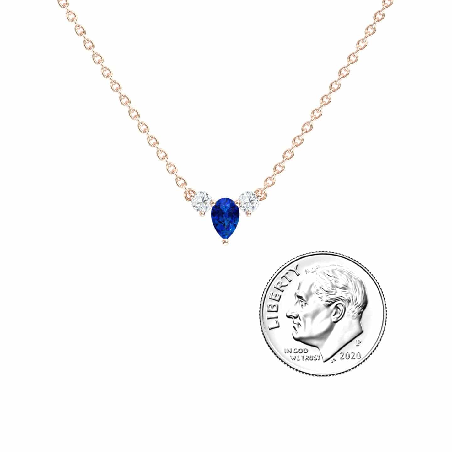 Blue Sapphire & Diamond Three-Stone Necklace - Jina