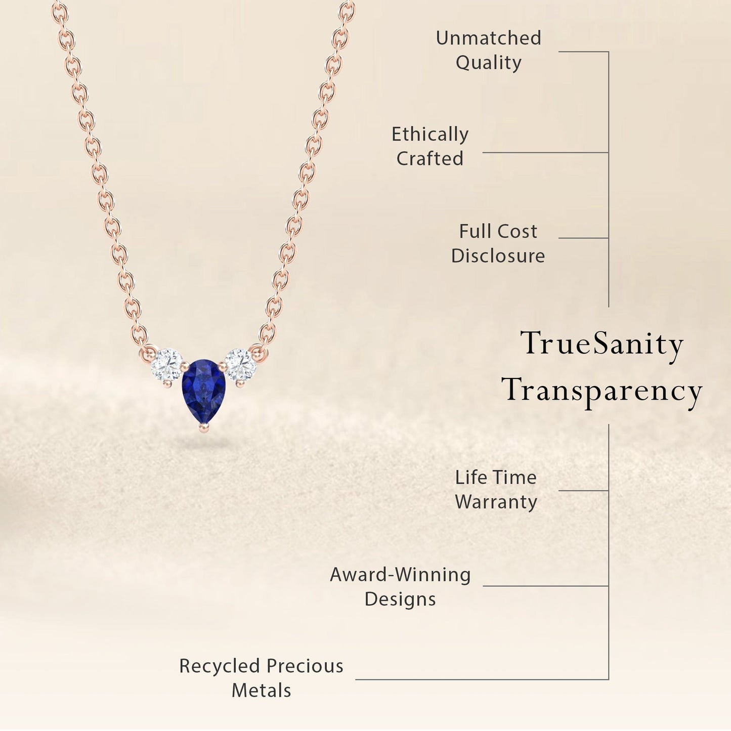 Blue Sapphire & Diamond Three-Stone Necklace - Jina