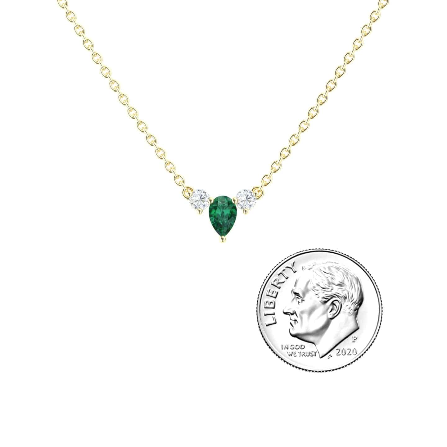 Emerald & Diamond Three-Stone Necklace - Jina