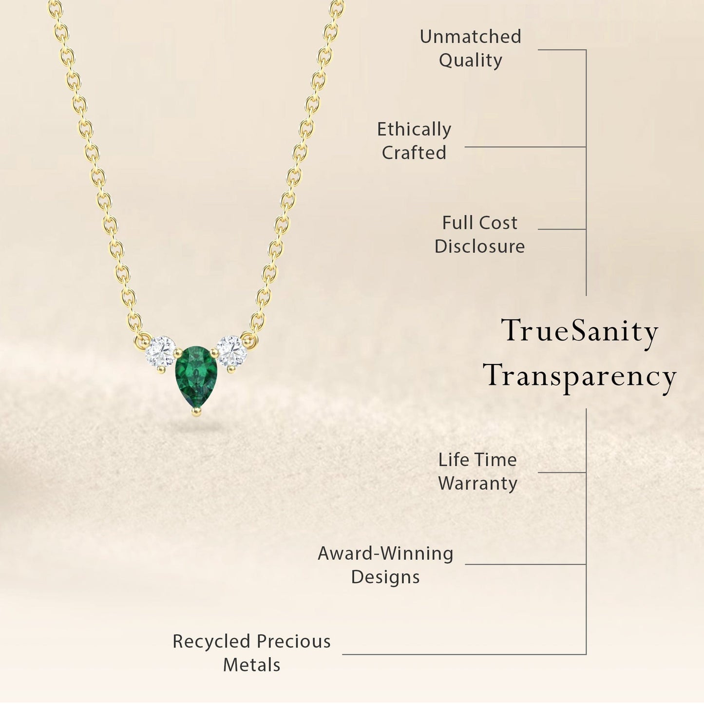 Emerald & Diamond Three-Stone Necklace - Jina