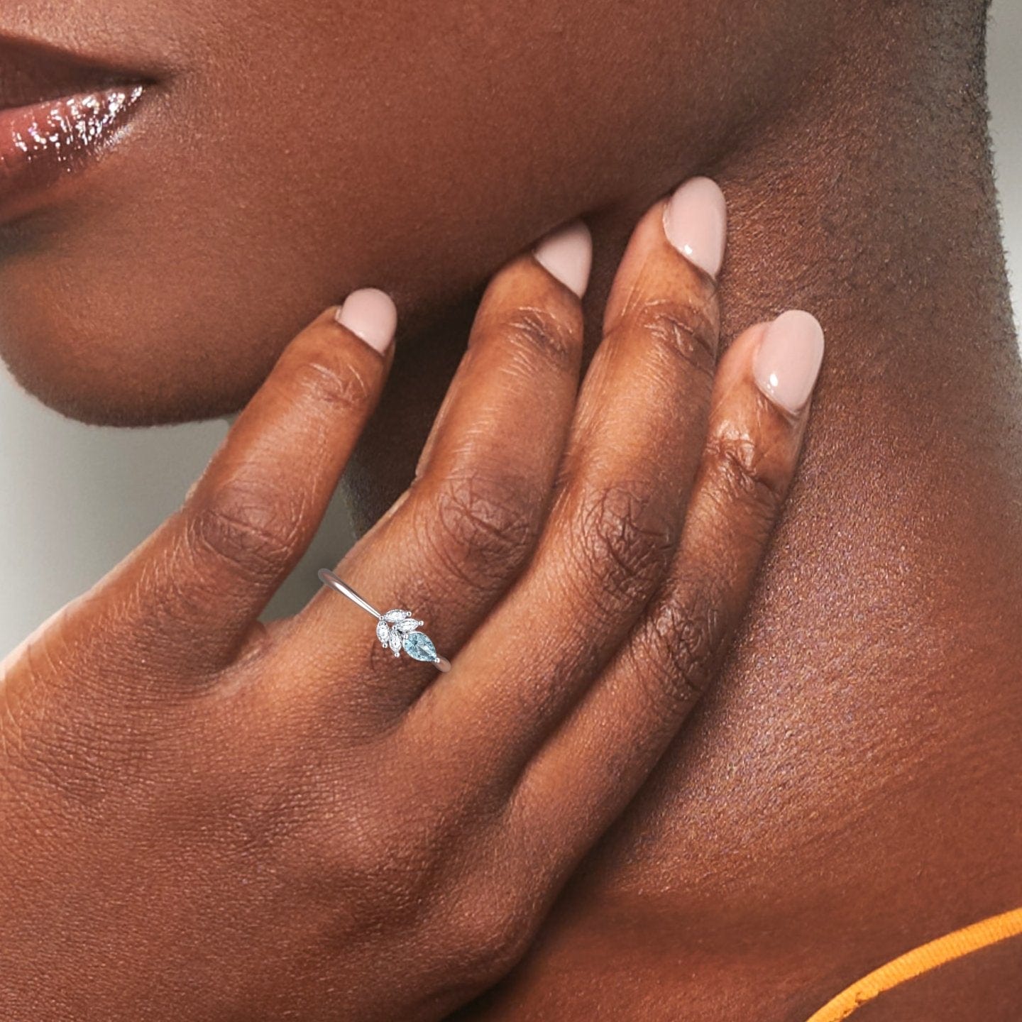 Aquamarine & Diamond Fancy Ring - Julia